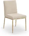 Reeves Beige Dining Side Chair with Gold Legs, Set of 2