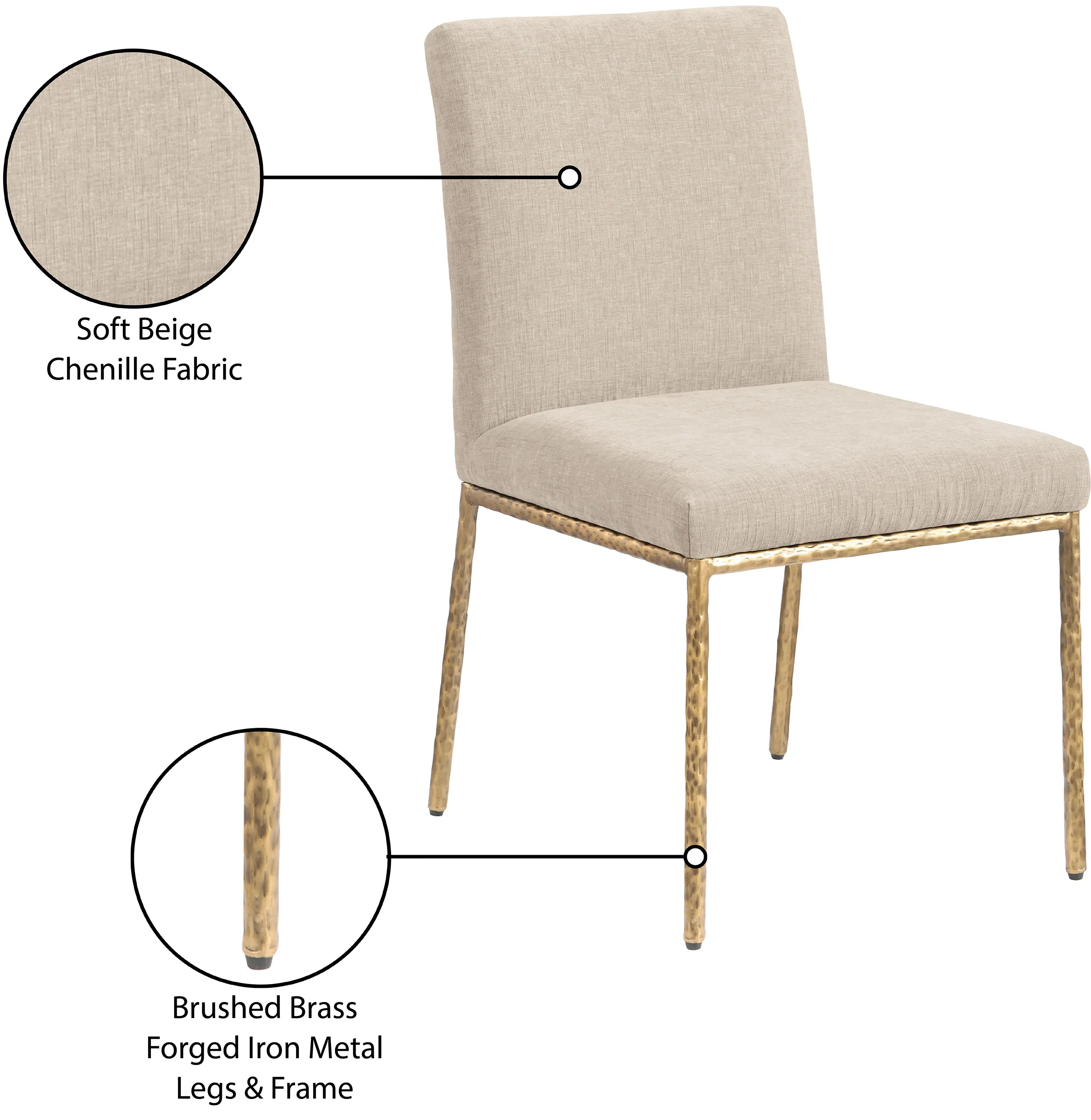 Reeves Beige Dining Side Chair with Gold Legs, Set of 2-9