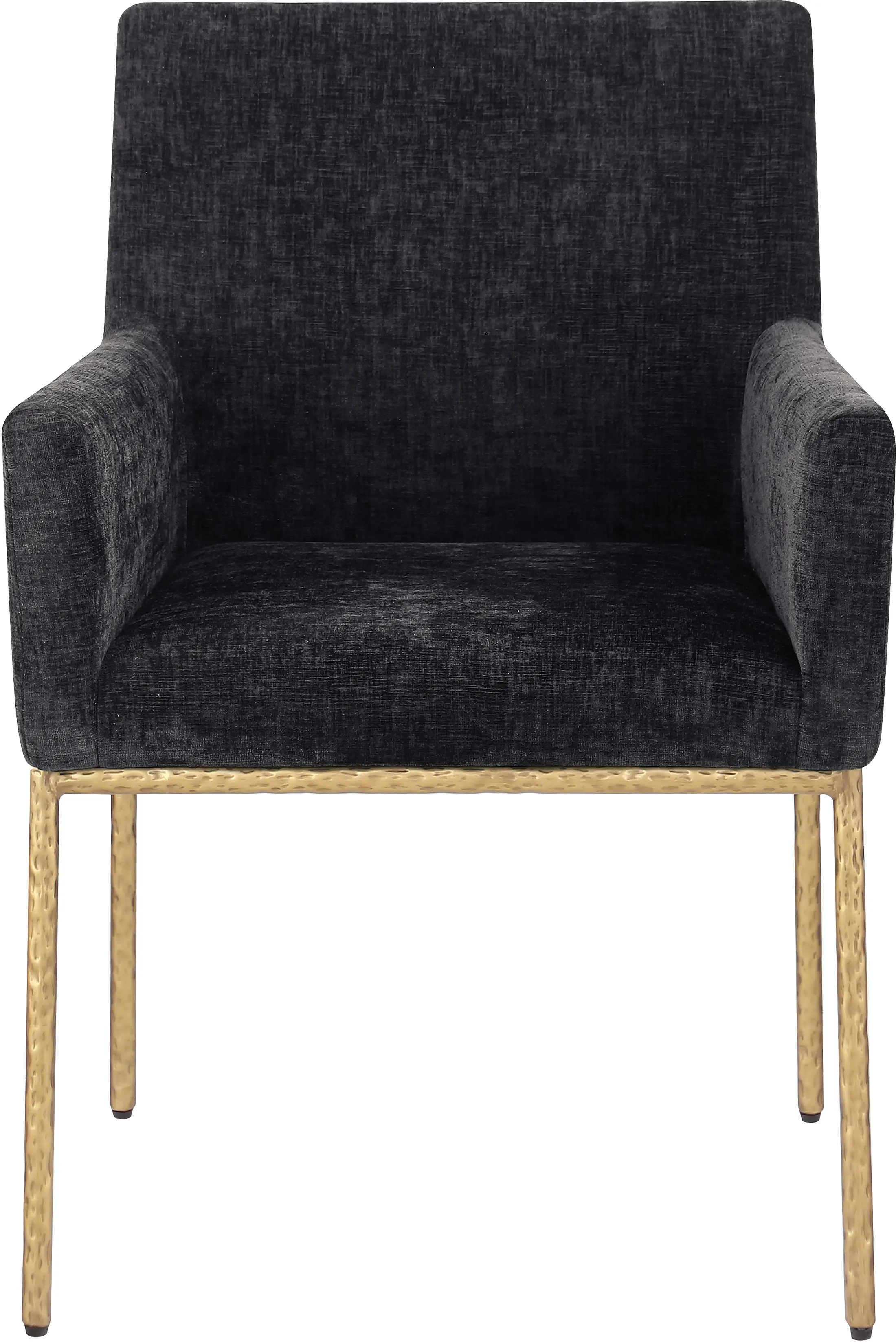 Reeves Black Dining Armchair with Gold Legs, Set of 2-4