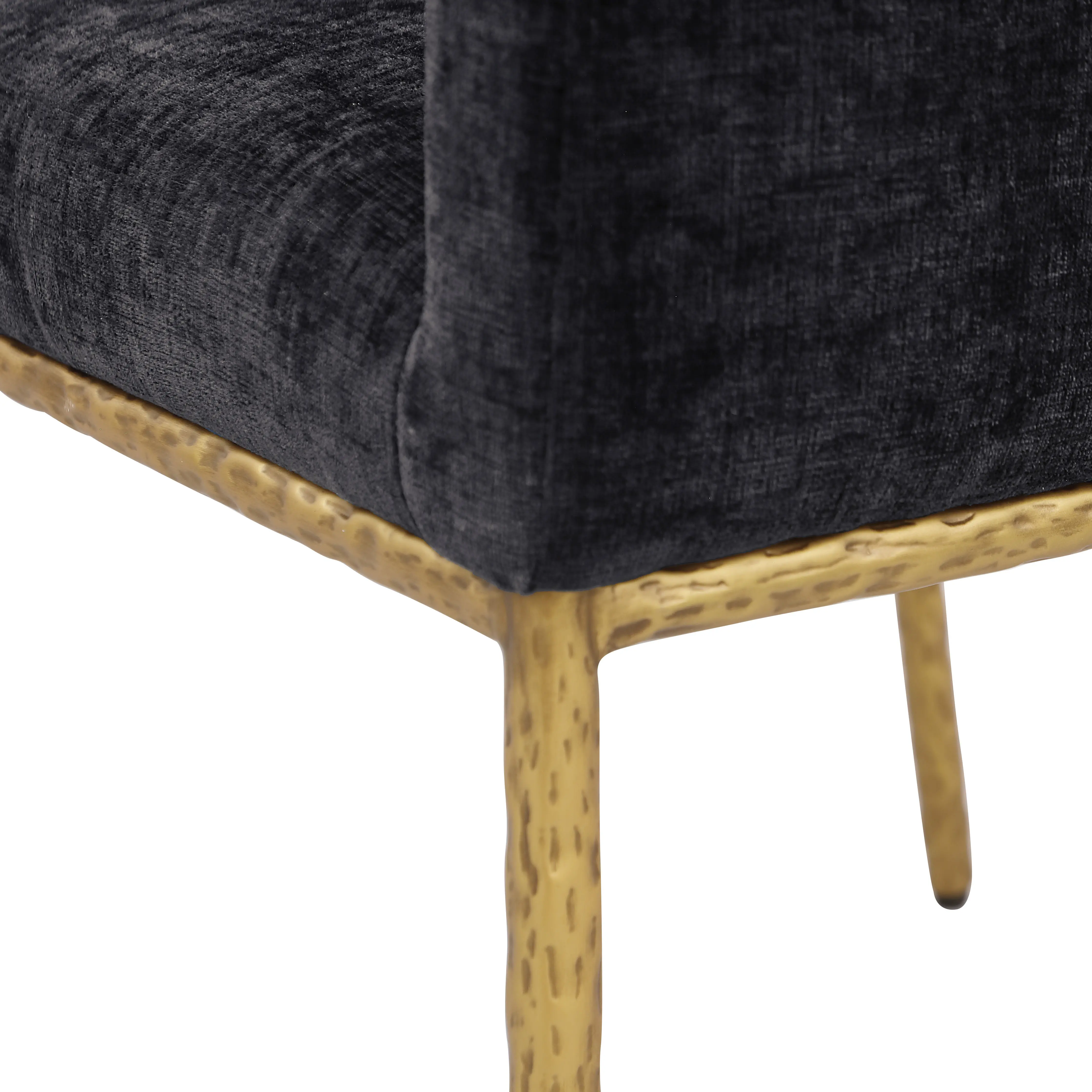 Reeves Black Dining Armchair with Gold Legs, Set of 2-8