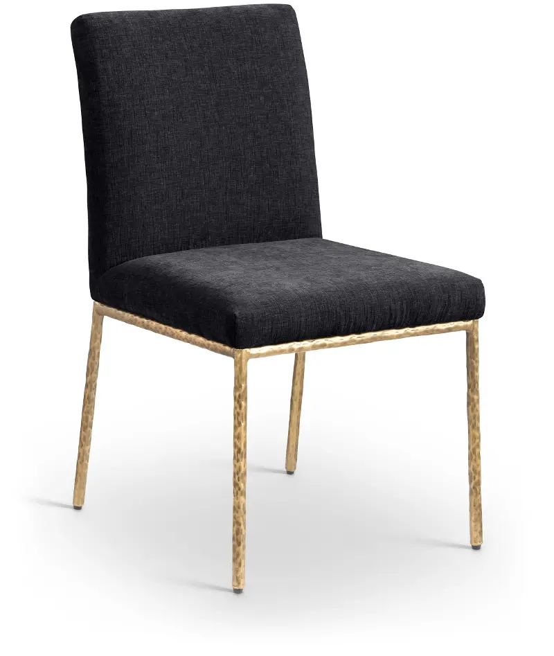 Reeves Black Dining Side Chair with Gold Legs, Set of 2