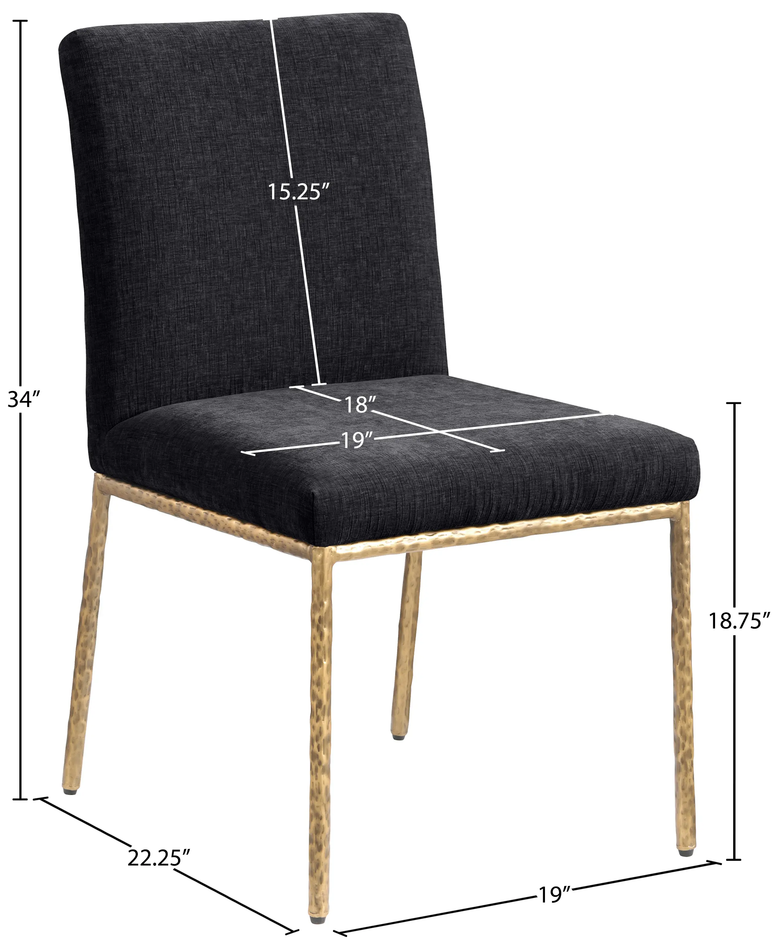 Reeves Black Dining Side Chair with Gold Legs, Set of 2-3