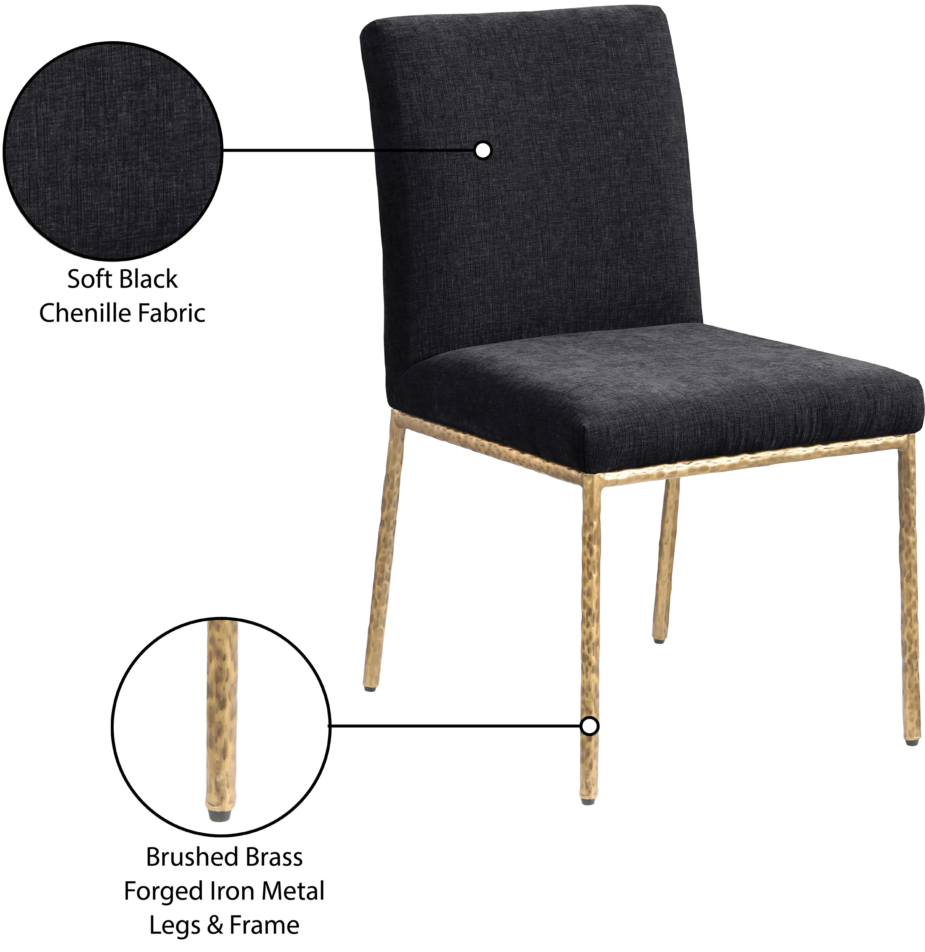 Reeves Black Dining Side Chair with Gold Legs, Set of 2-9