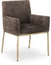 Reeves Brown Dining Arm Chair with Gold Legs, Set of 2
