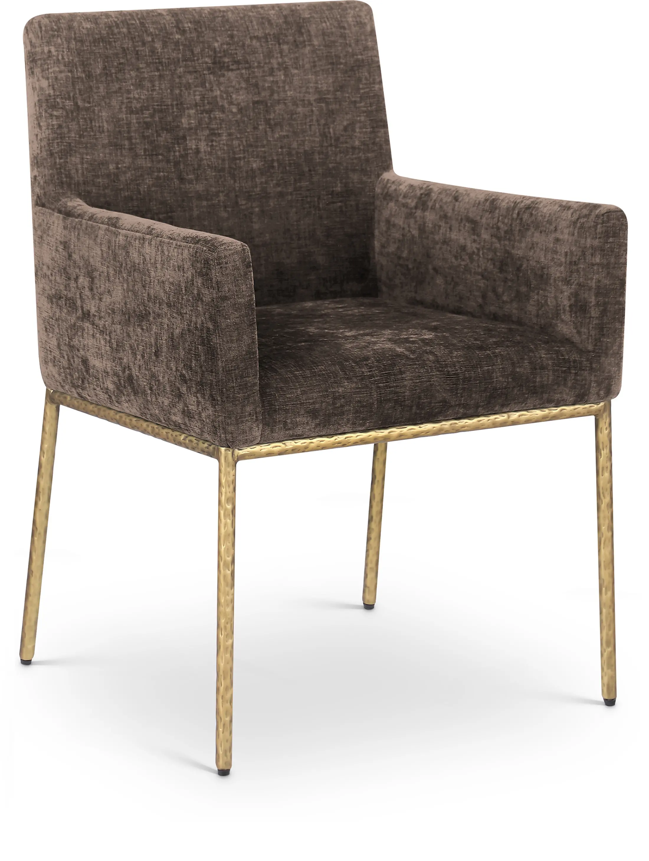 Reeves Brown Dining Armchair with Gold Legs, Set of 2-1