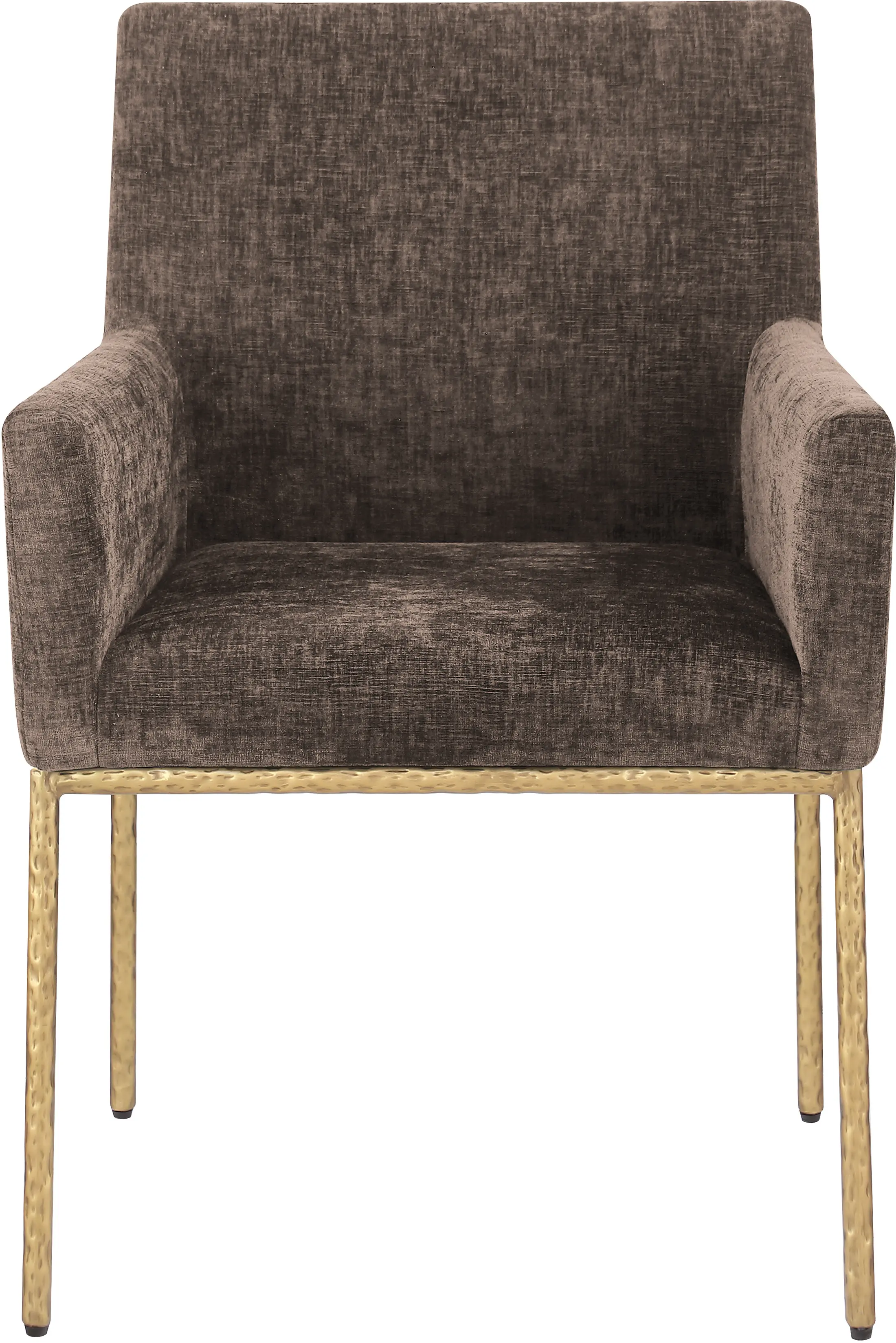 Reeves Brown Dining Armchair with Gold Legs, Set of 2-4