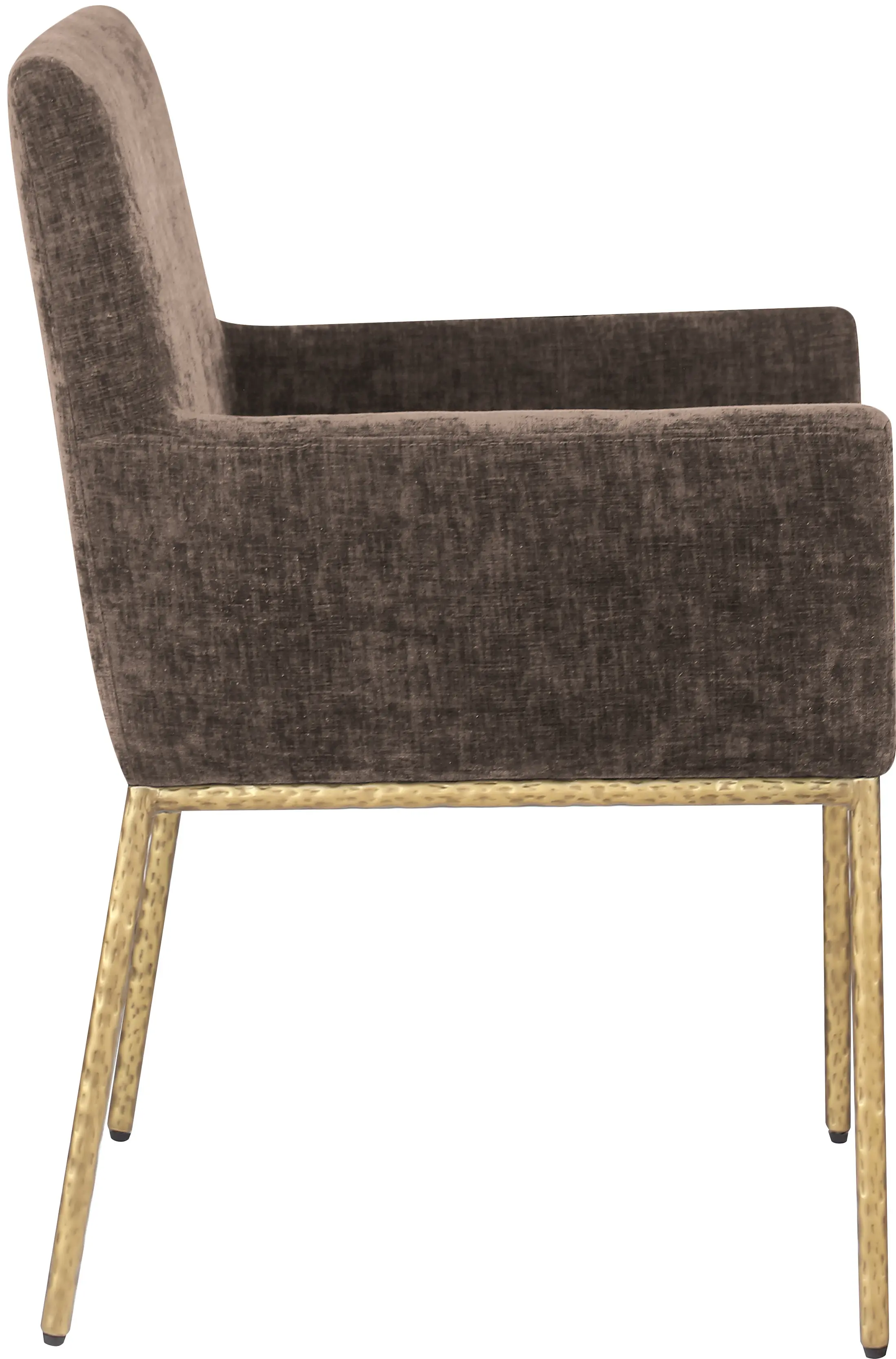 Reeves Brown Dining Armchair with Gold Legs, Set of 2-5