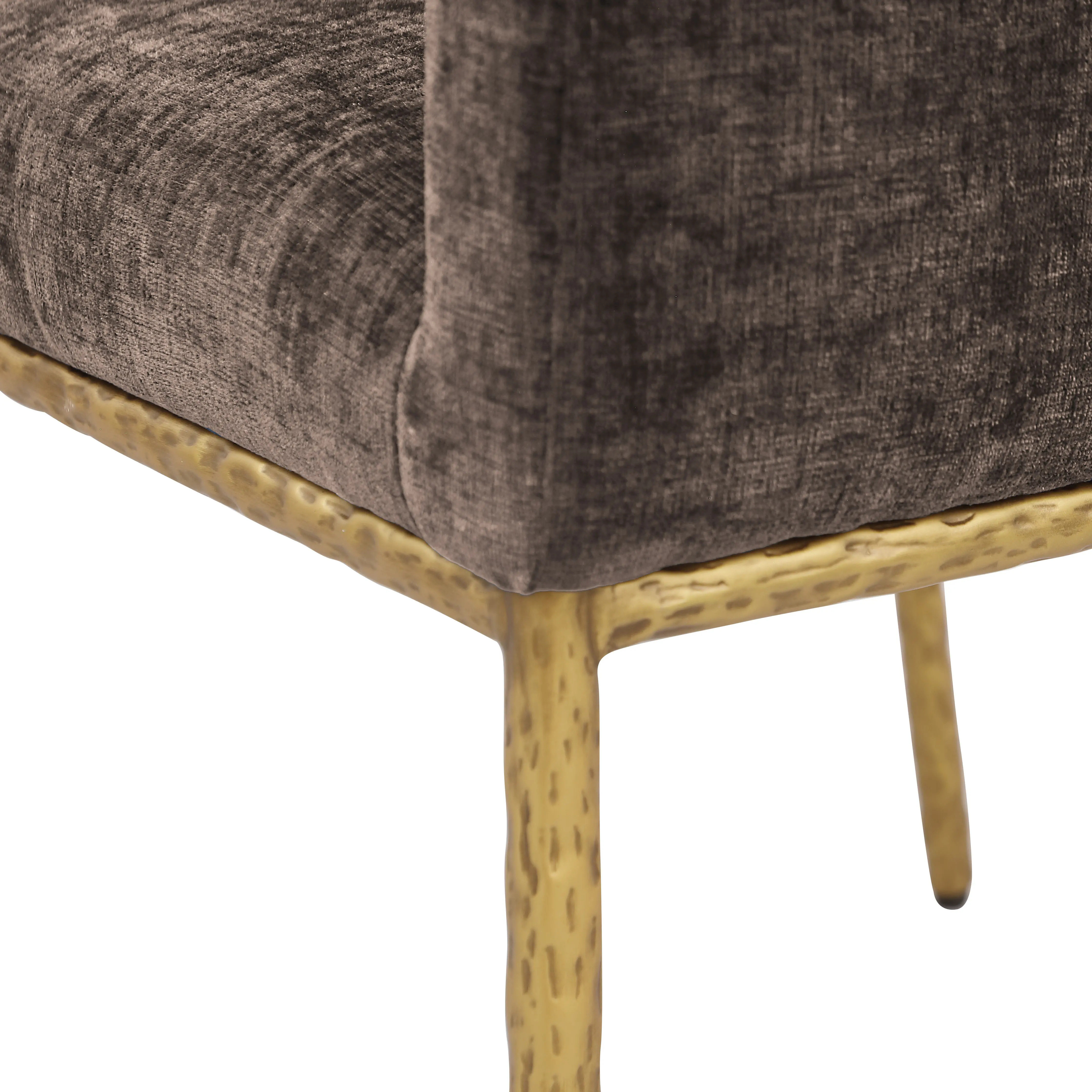 Reeves Brown Dining Armchair with Gold Legs, Set of 2-8