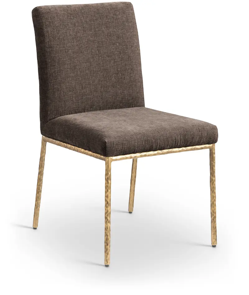 Reeves Brown Dining Side Chair with Gold Legs, Set of 2