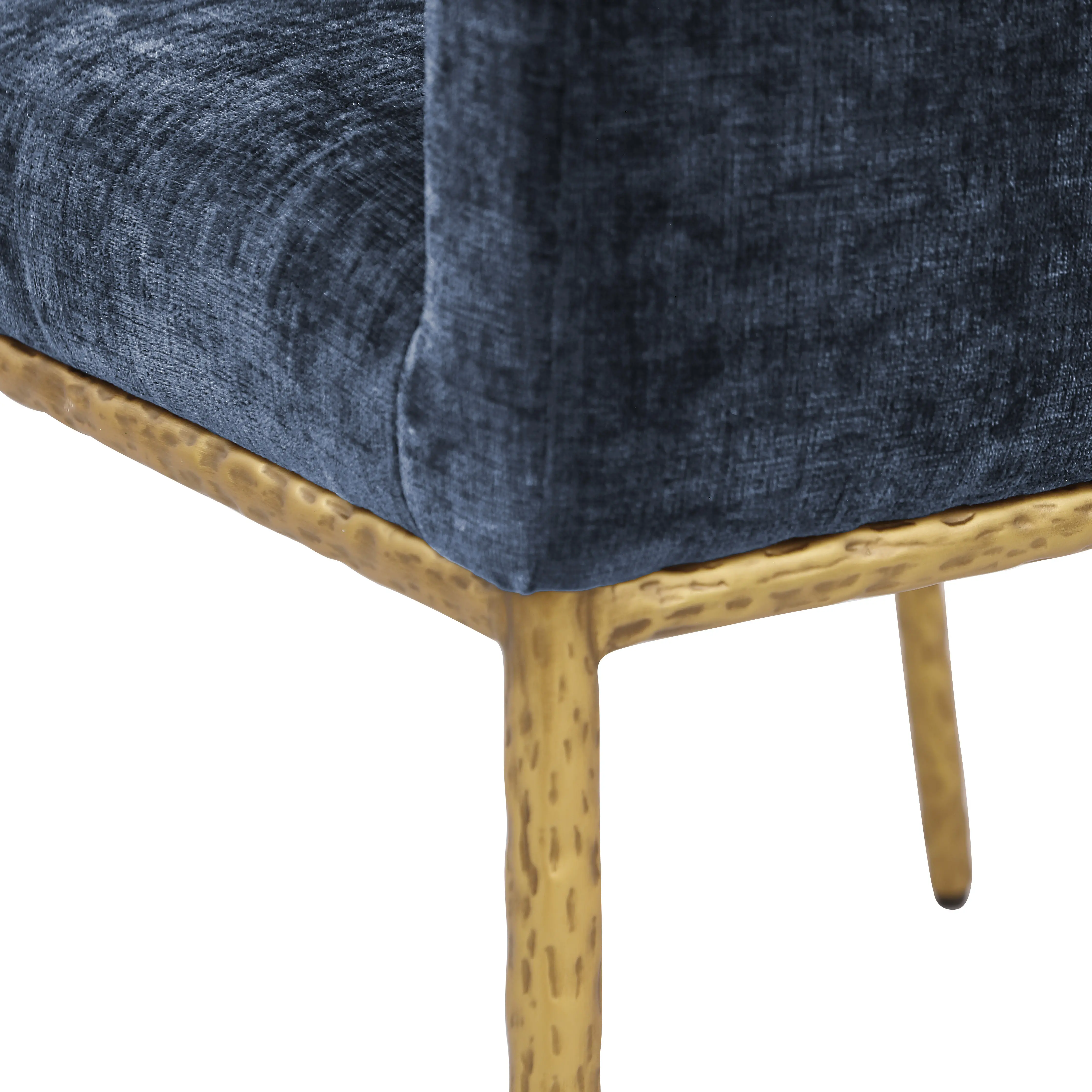 Reeves Navy Dining Armchair with Gold Legs, Set of 2-8