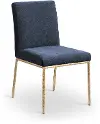 Reeves Navy Dining Side Chair with Gold Legs, Set of 2