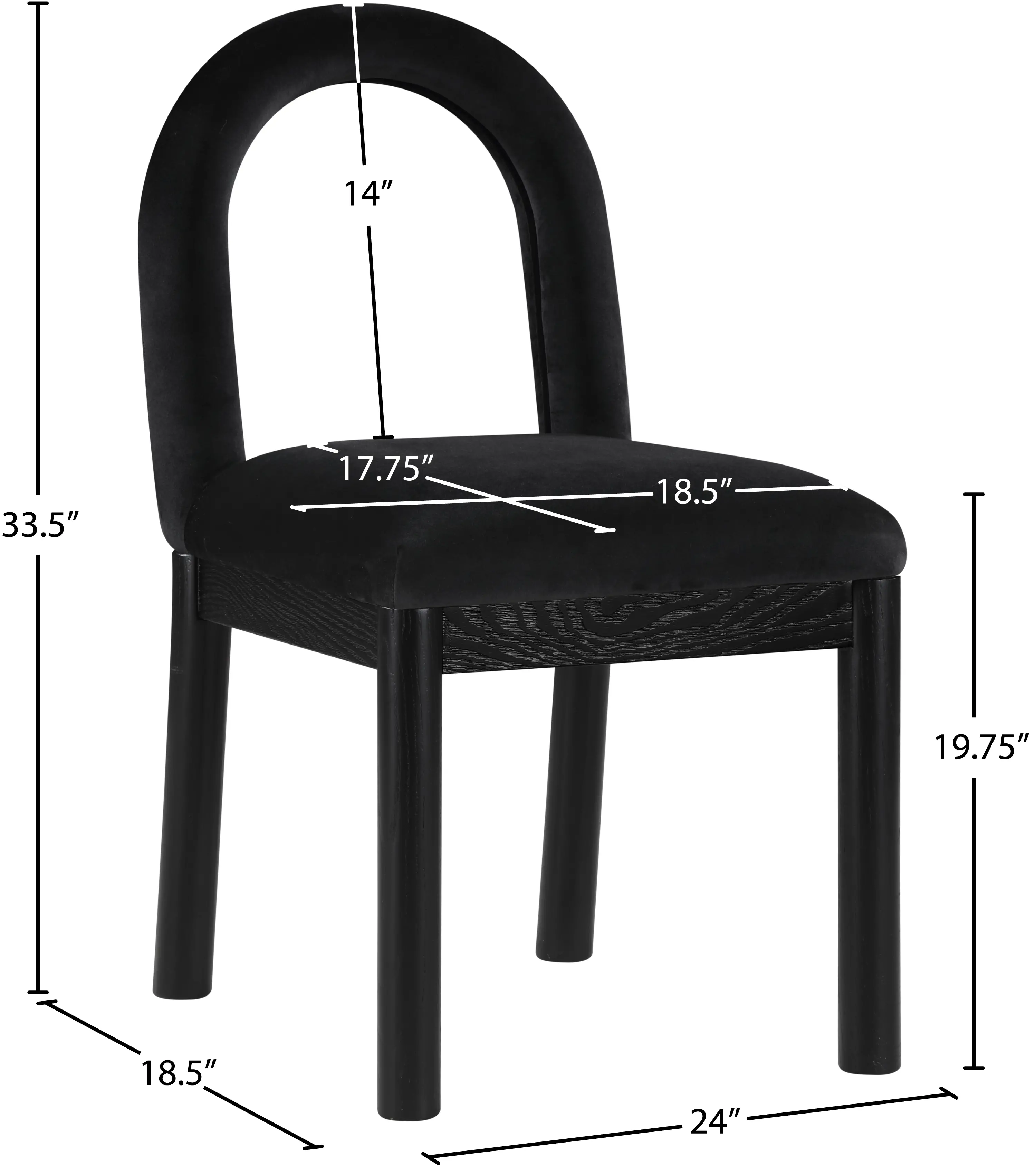 Conrad Black Velvet Upholstered Dining Chair-3