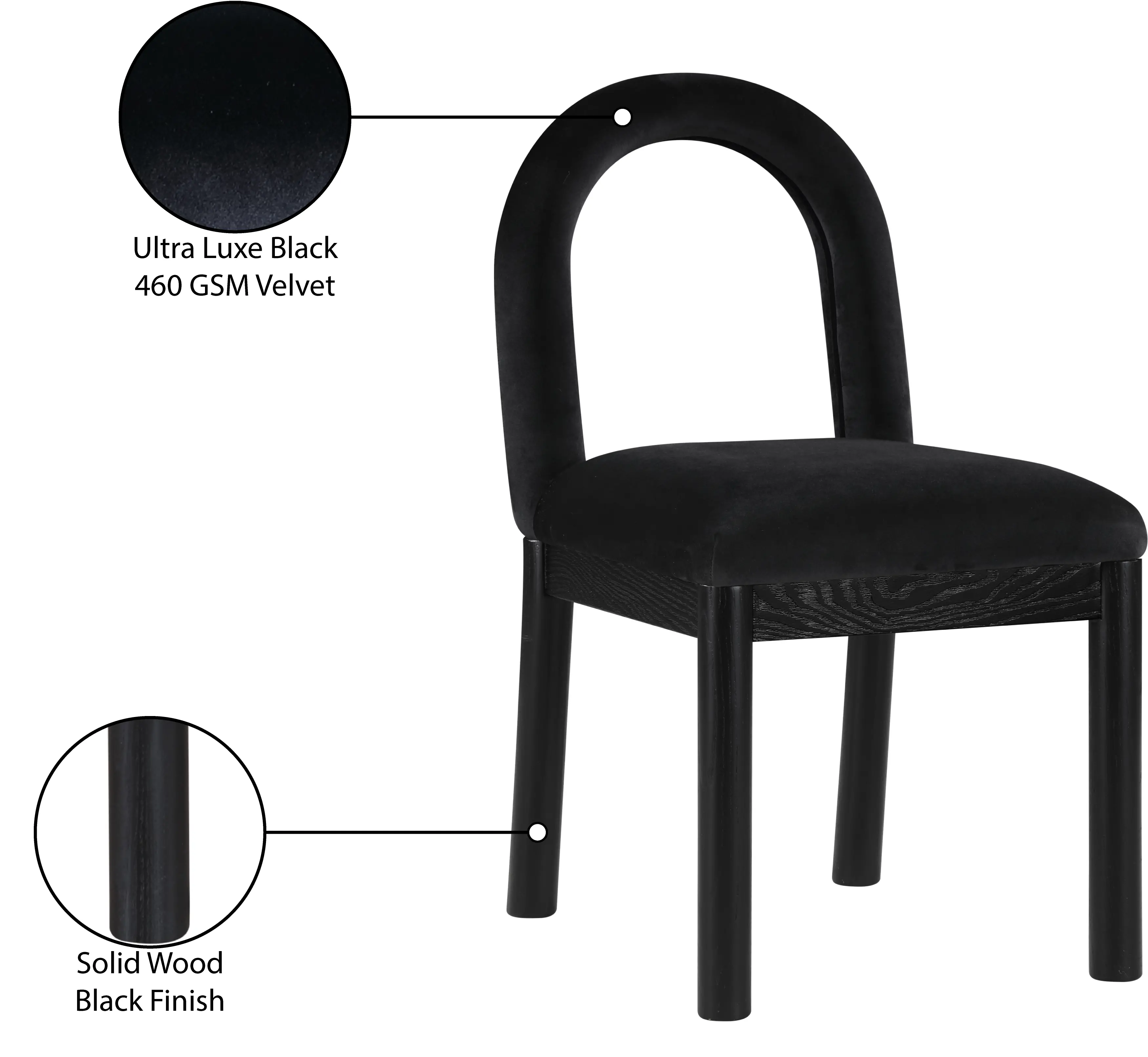 Conrad Black Velvet Upholstered Dining Chair-9