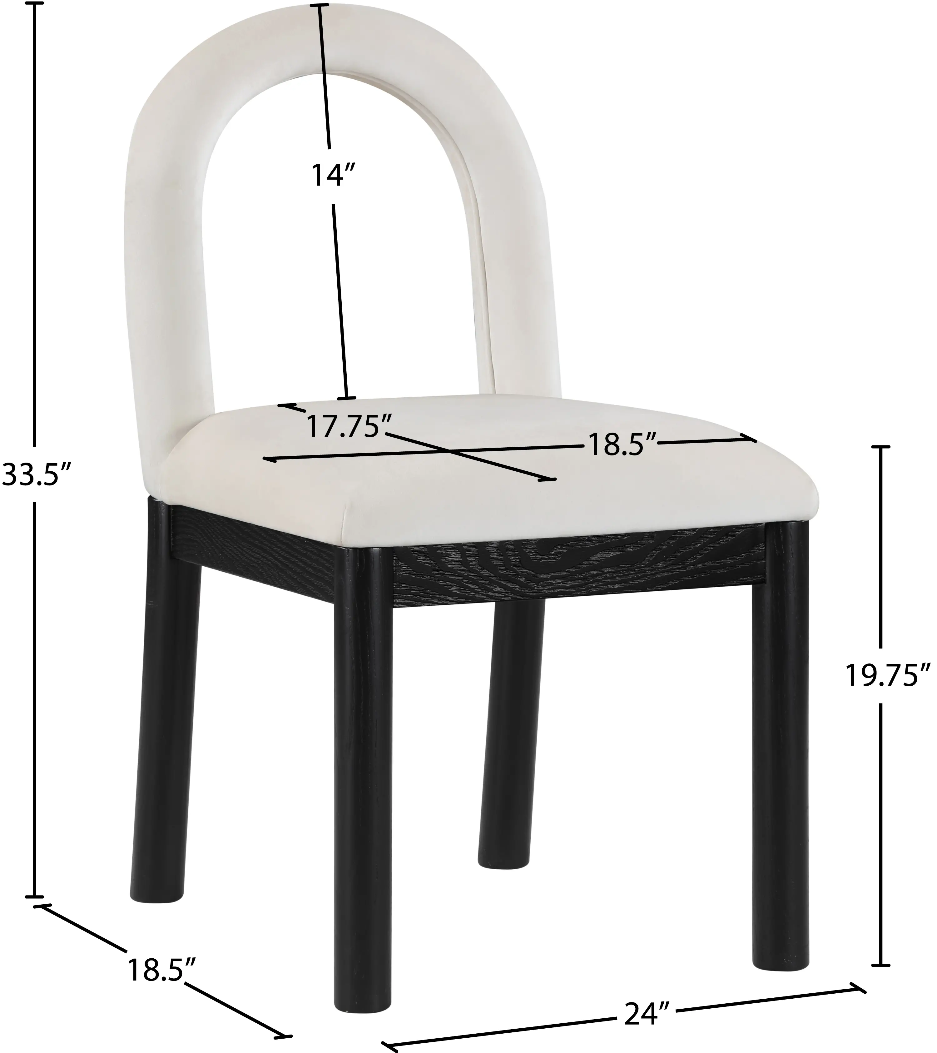 Conrad Cream Velvet Upholstered Dining Chair-3