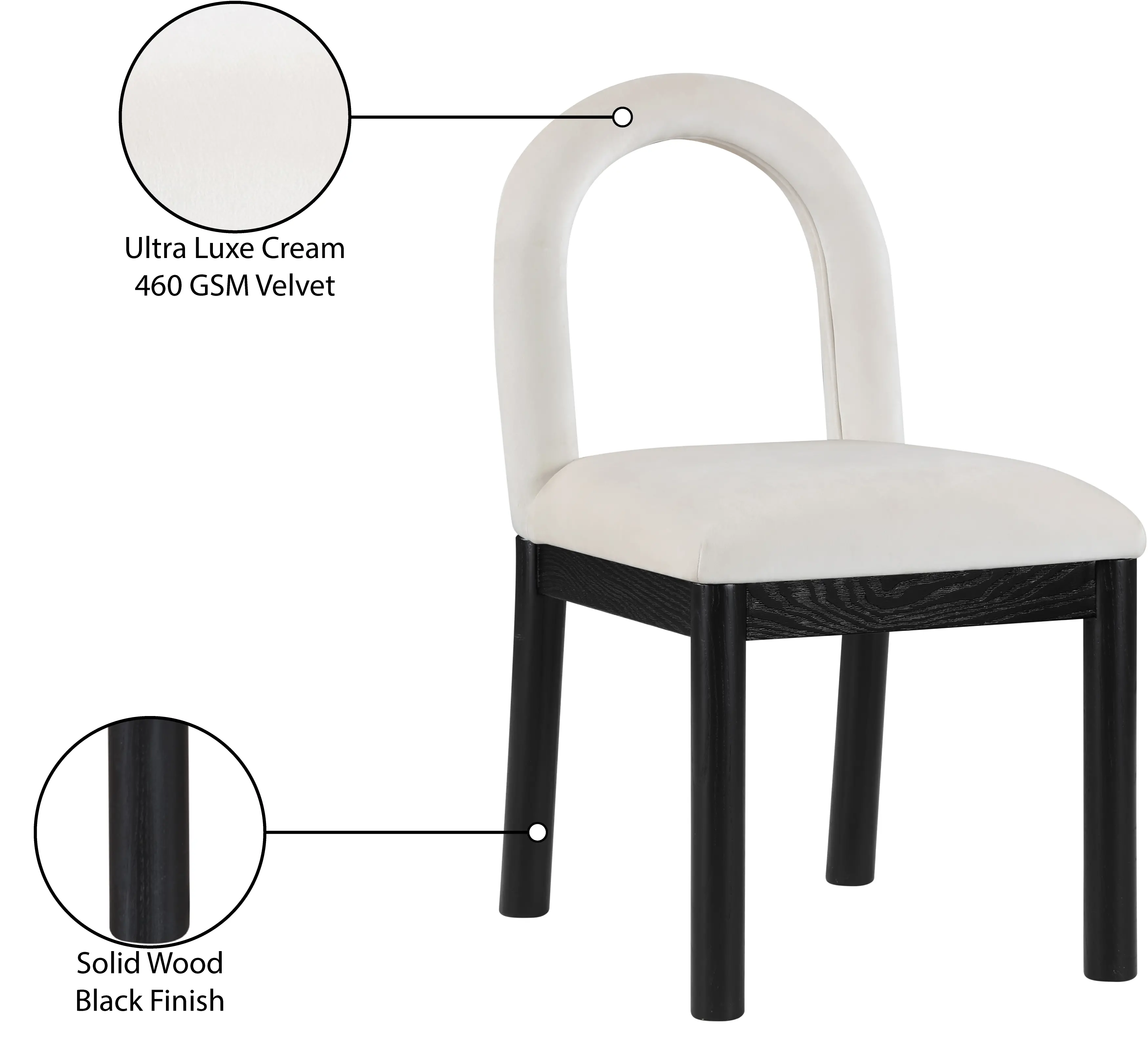 Conrad Cream Velvet Upholstered Dining Chair-9