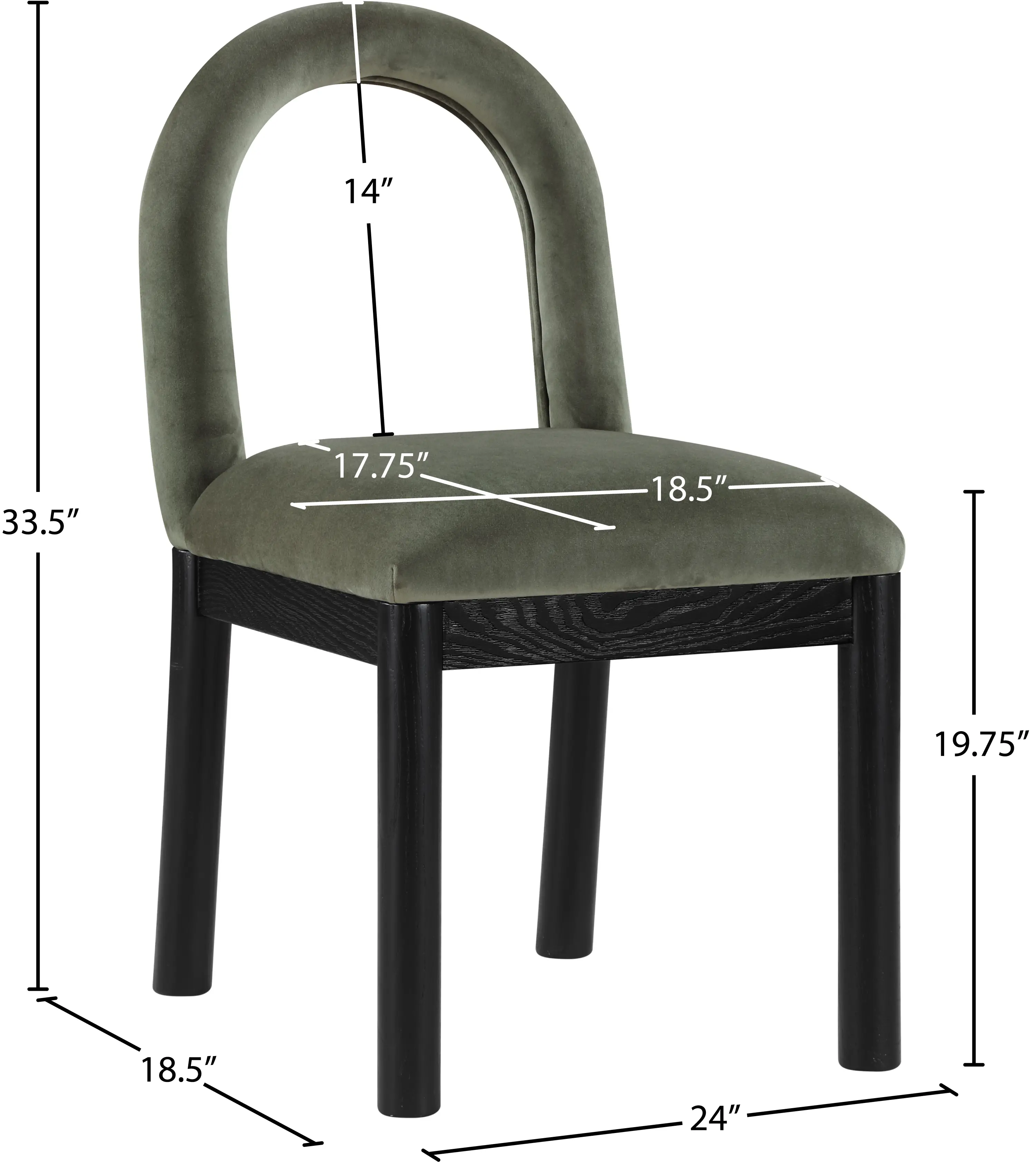 Conrad Green Velvet Upholstered Dining Chair-3