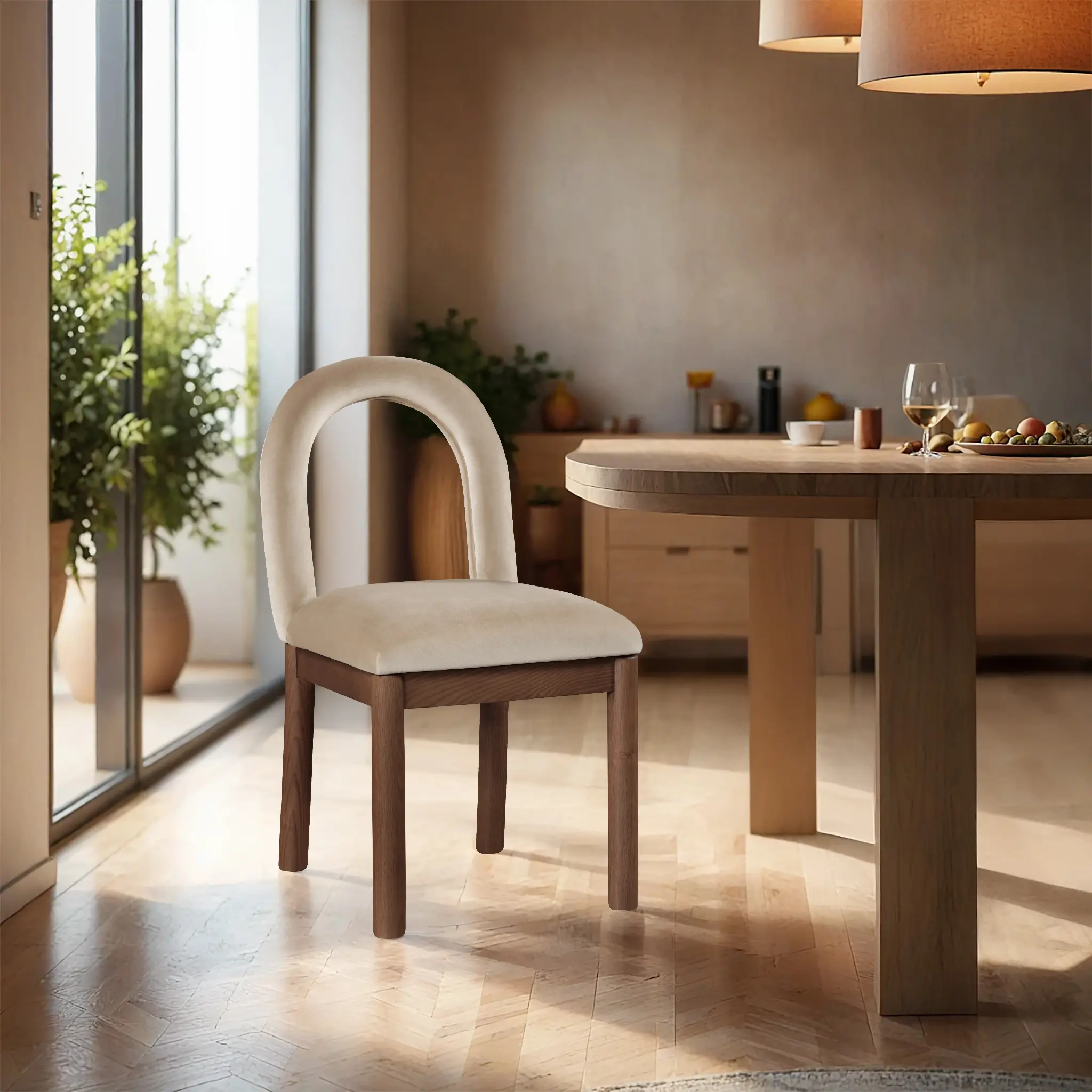 Conrad Beige Velvet Upholstered Dining Chair-2