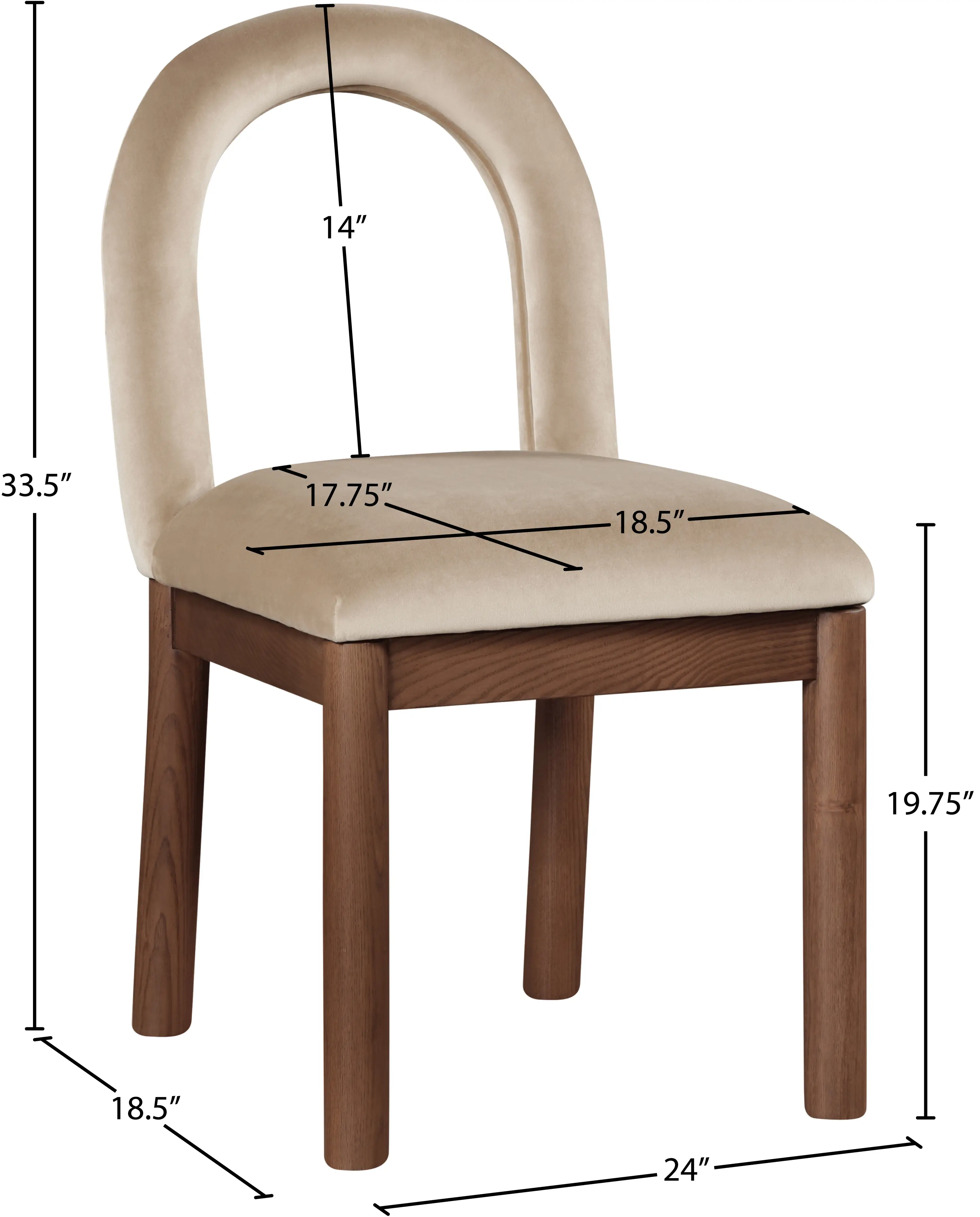 Conrad Beige Velvet Upholstered Dining Chair-3