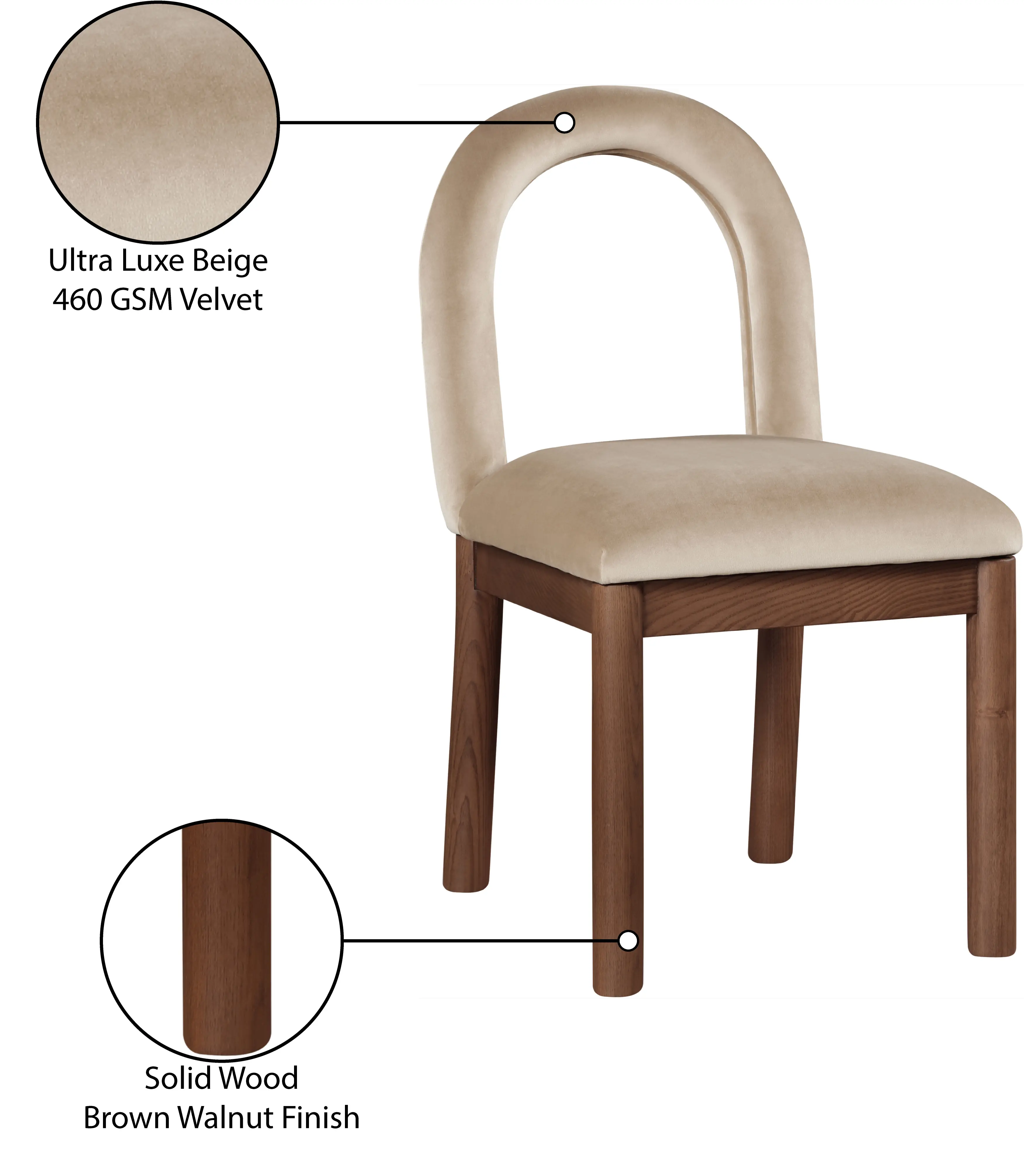 Conrad Beige Velvet Upholstered Dining Chair-9