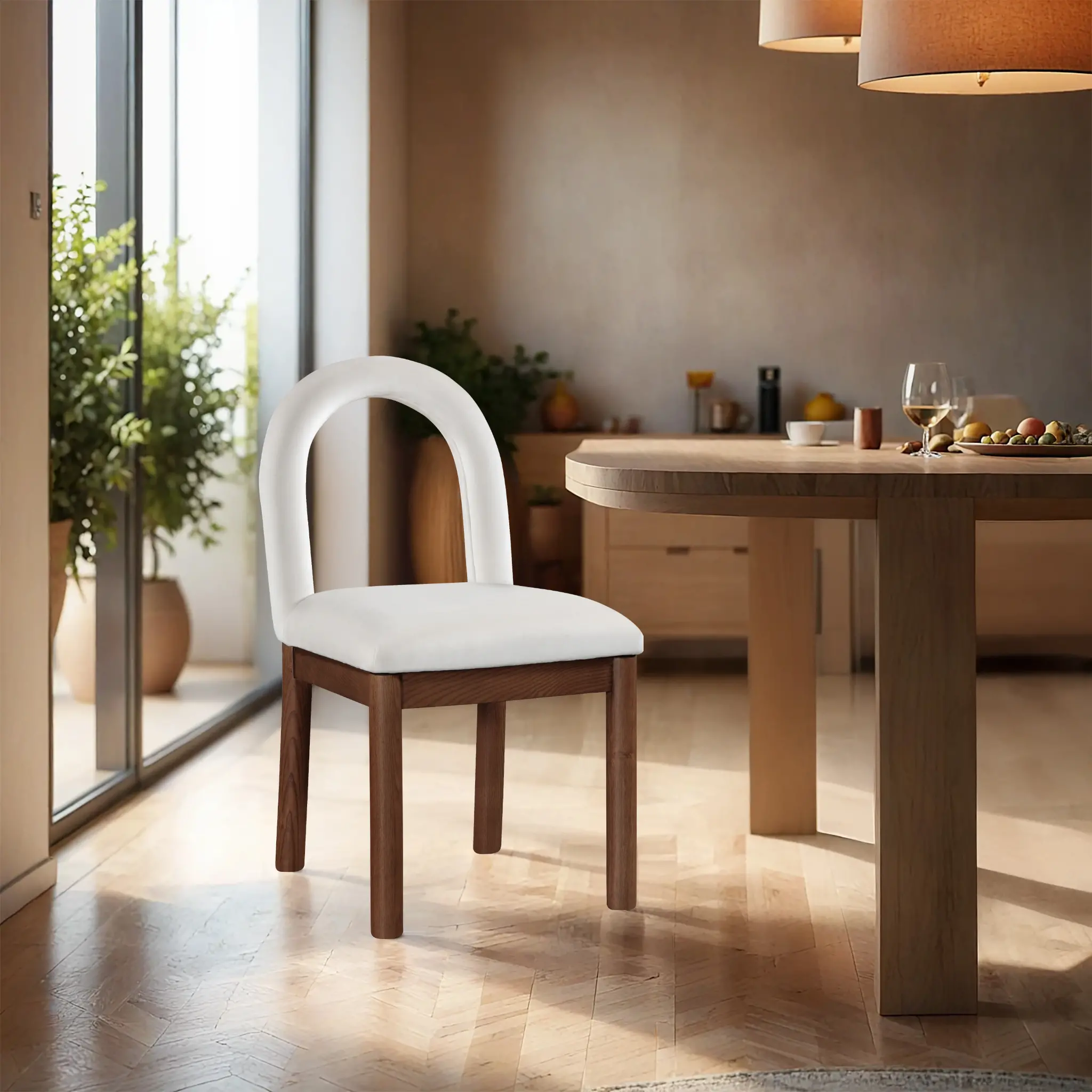Conrad Cream Velvet Upholstered Dining Chair-2