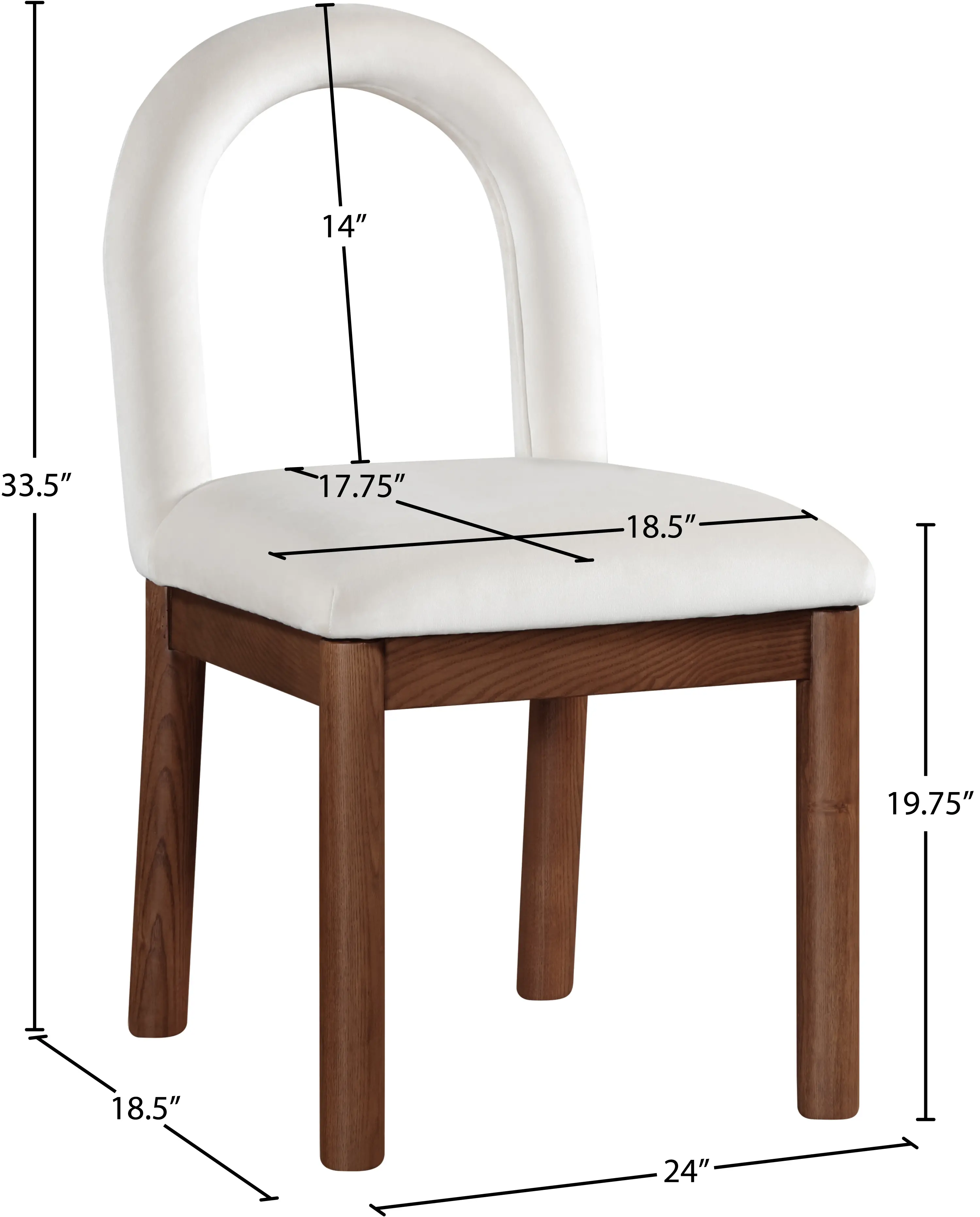 Conrad Cream Velvet Upholstered Dining Chair-3