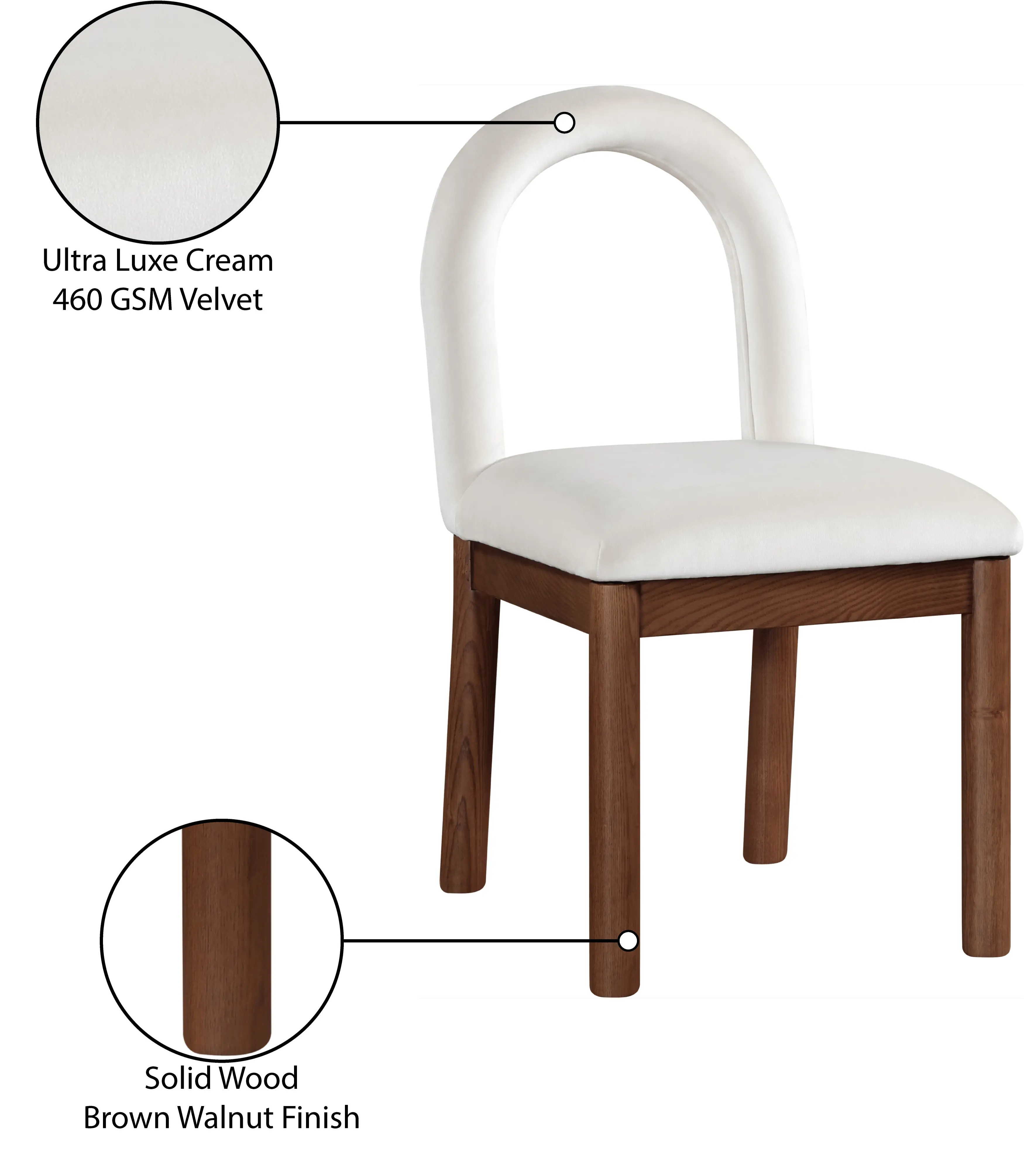 Conrad Cream Velvet Upholstered Dining Chair-8