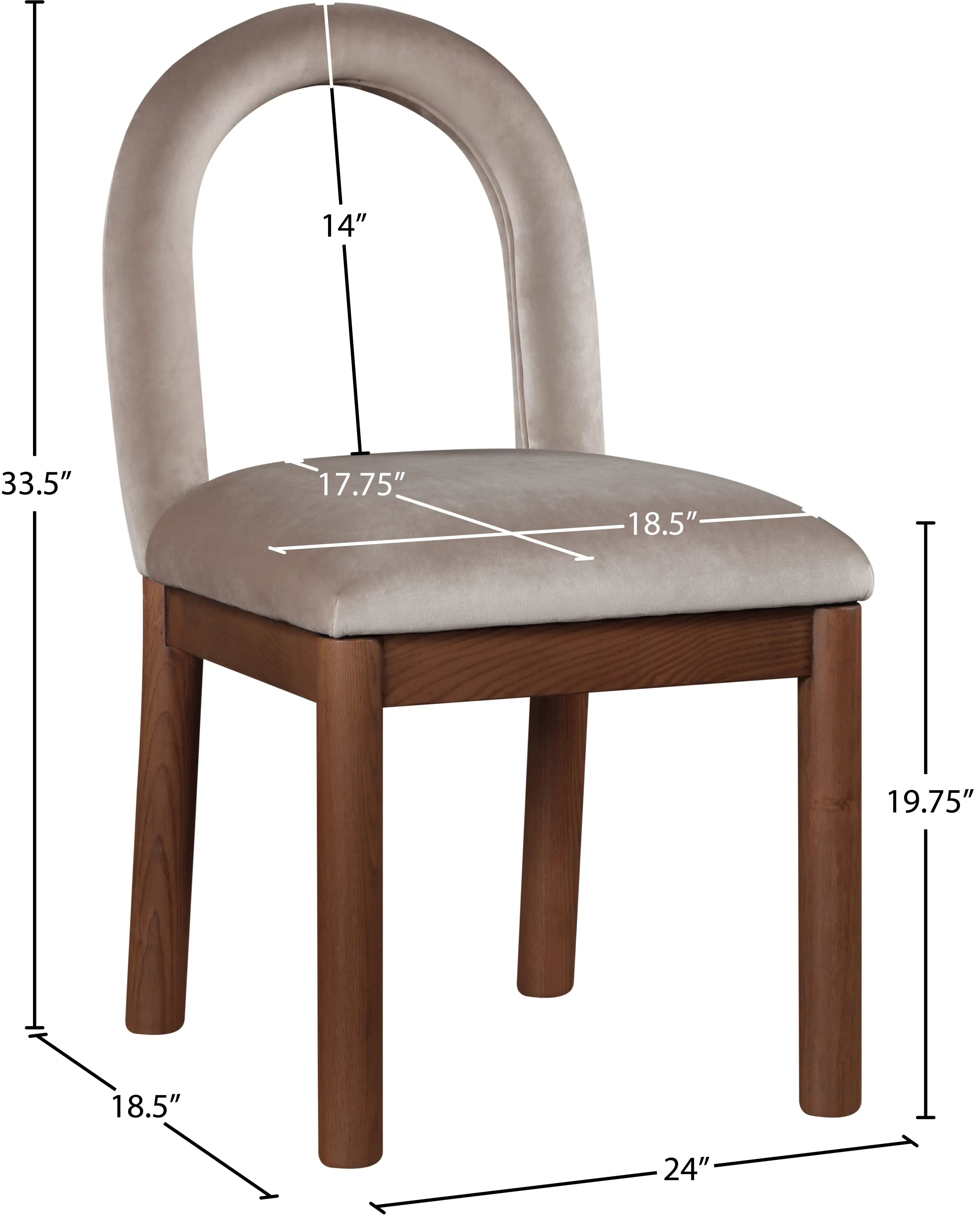 Conrad Taupe Velvet Upholstered Dining Chair-3