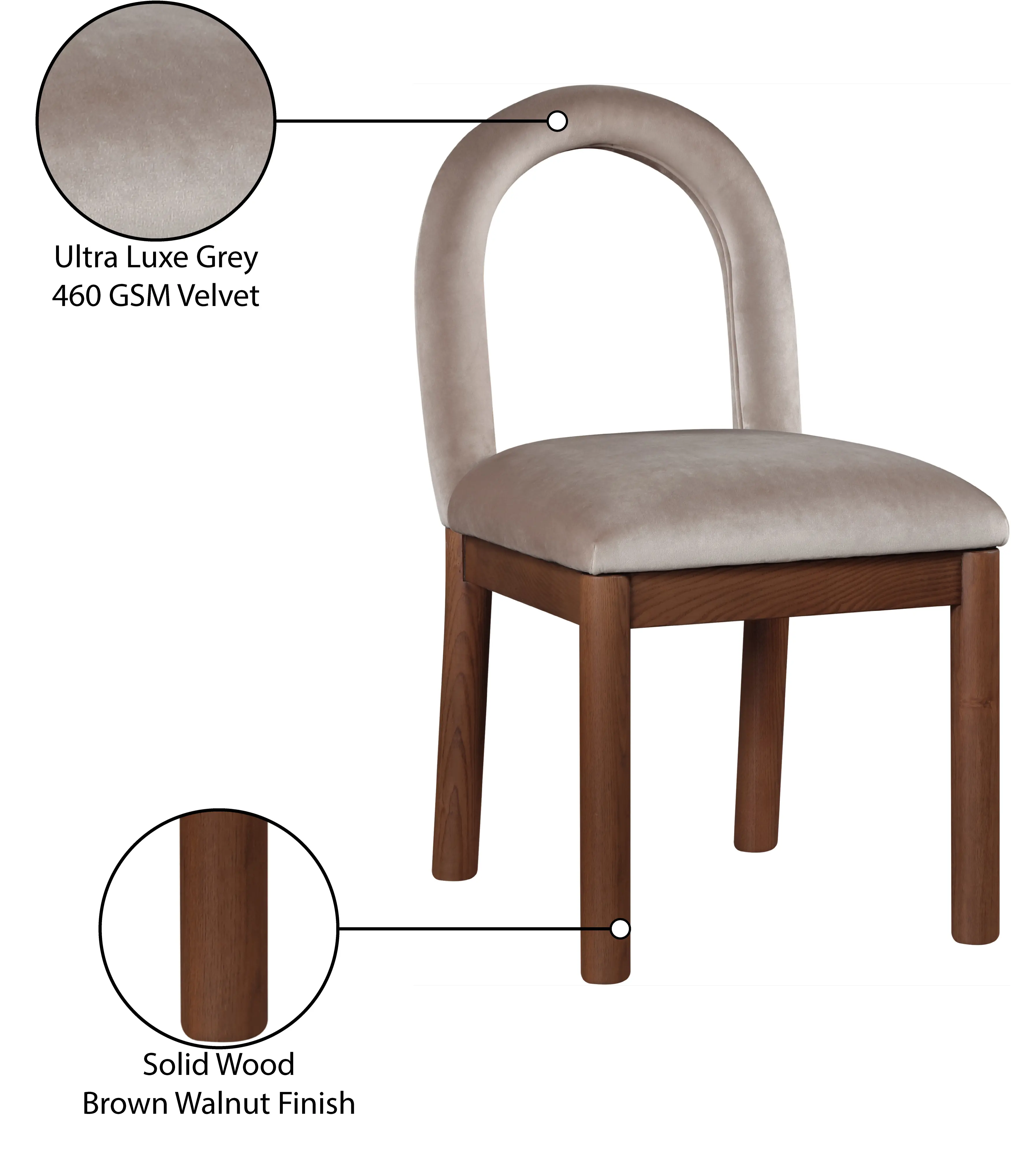 Conrad Taupe Velvet Upholstered Dining Chair-9