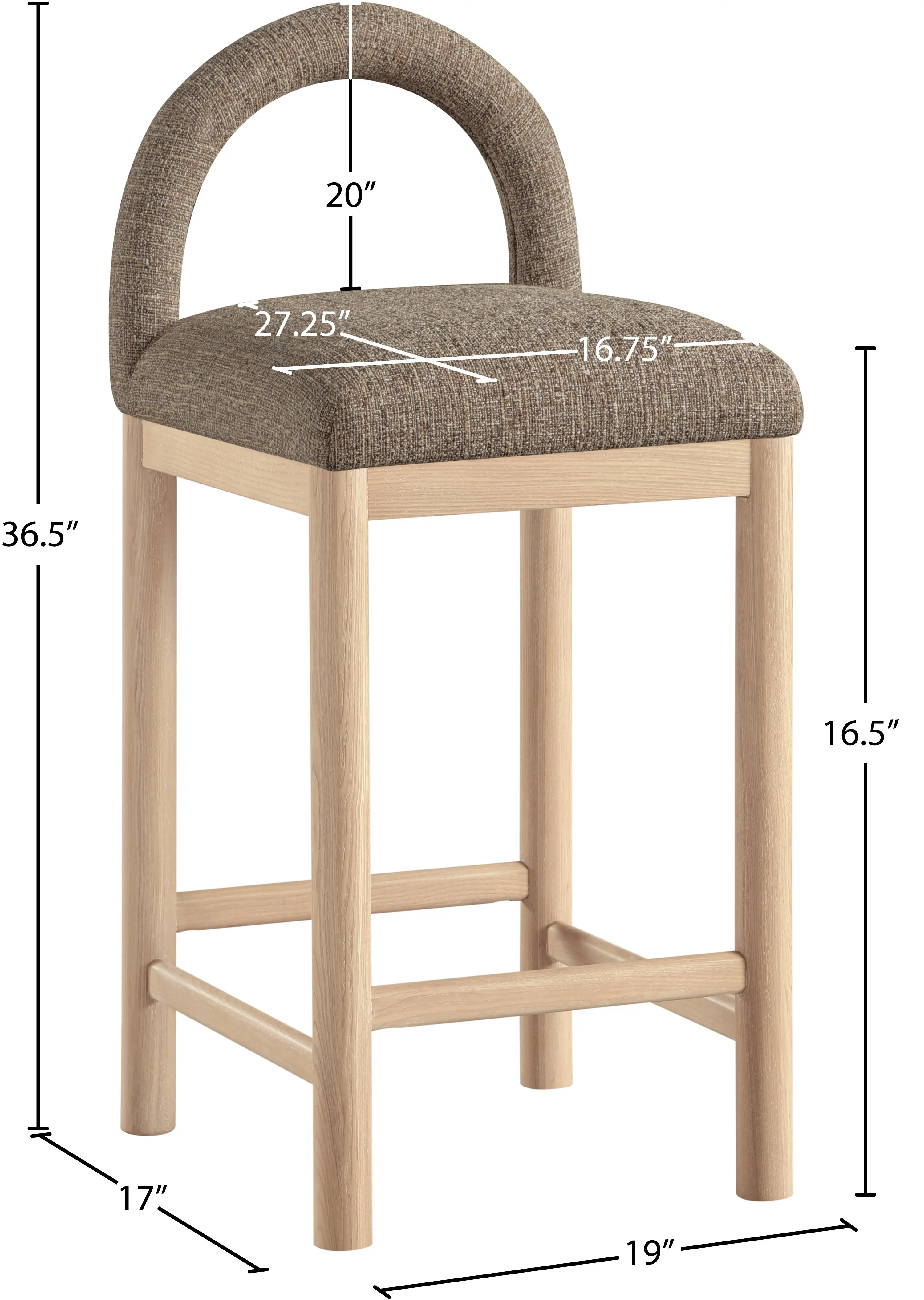 Conrad Brown Upholstered Counter Stool-3