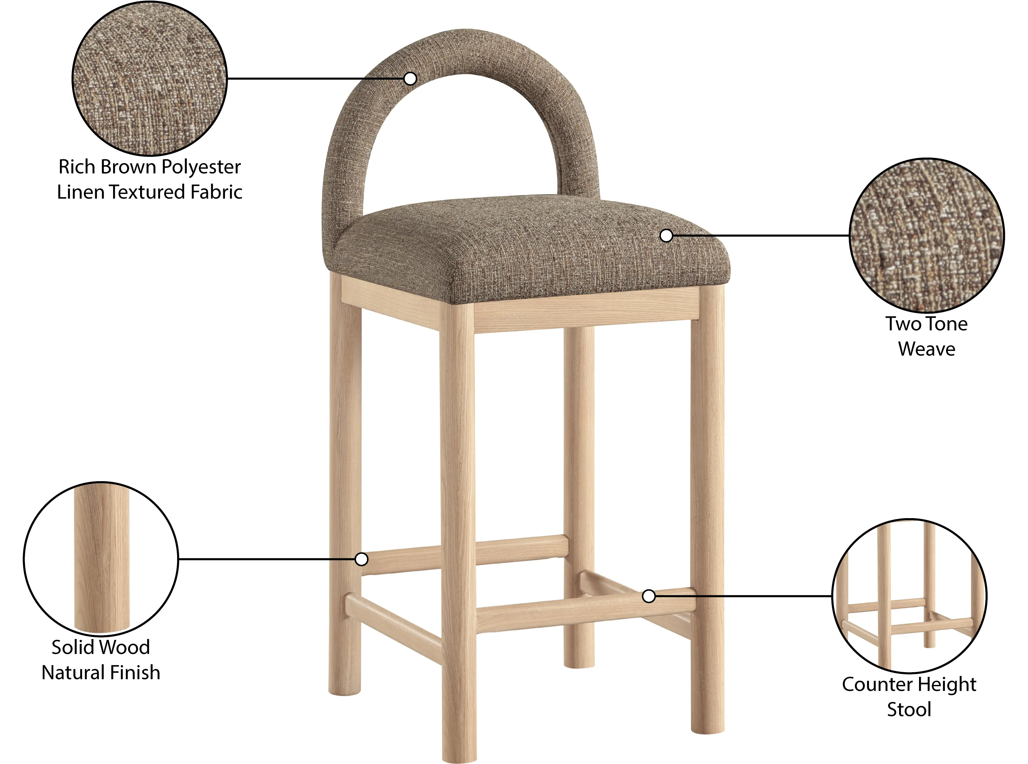 Conrad Brown Upholstered Counter Stool-9