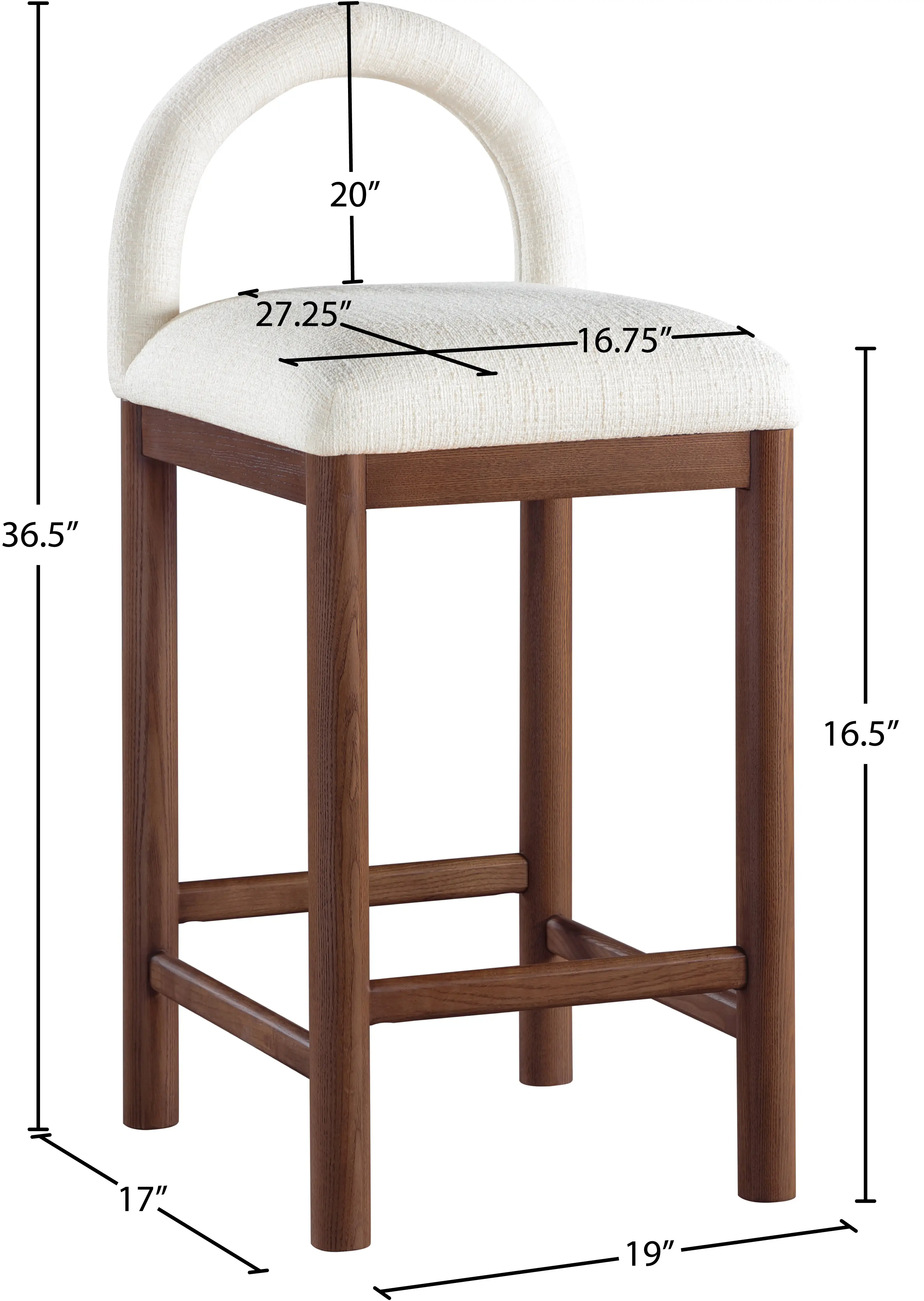Conrad Cream Upholstered Counter Stool-3