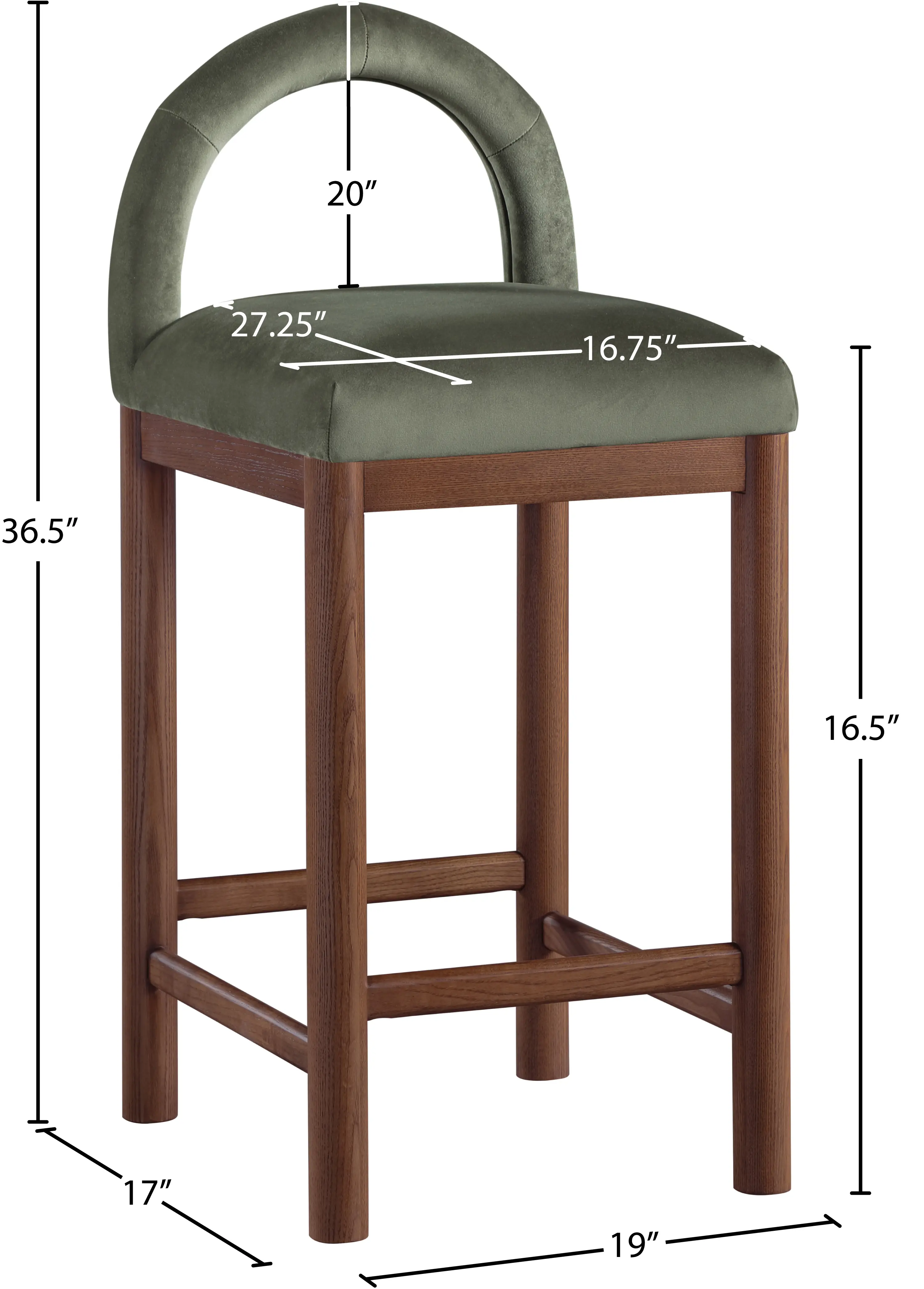 Conrad Green Velvet Upholstered Counter Stool-3