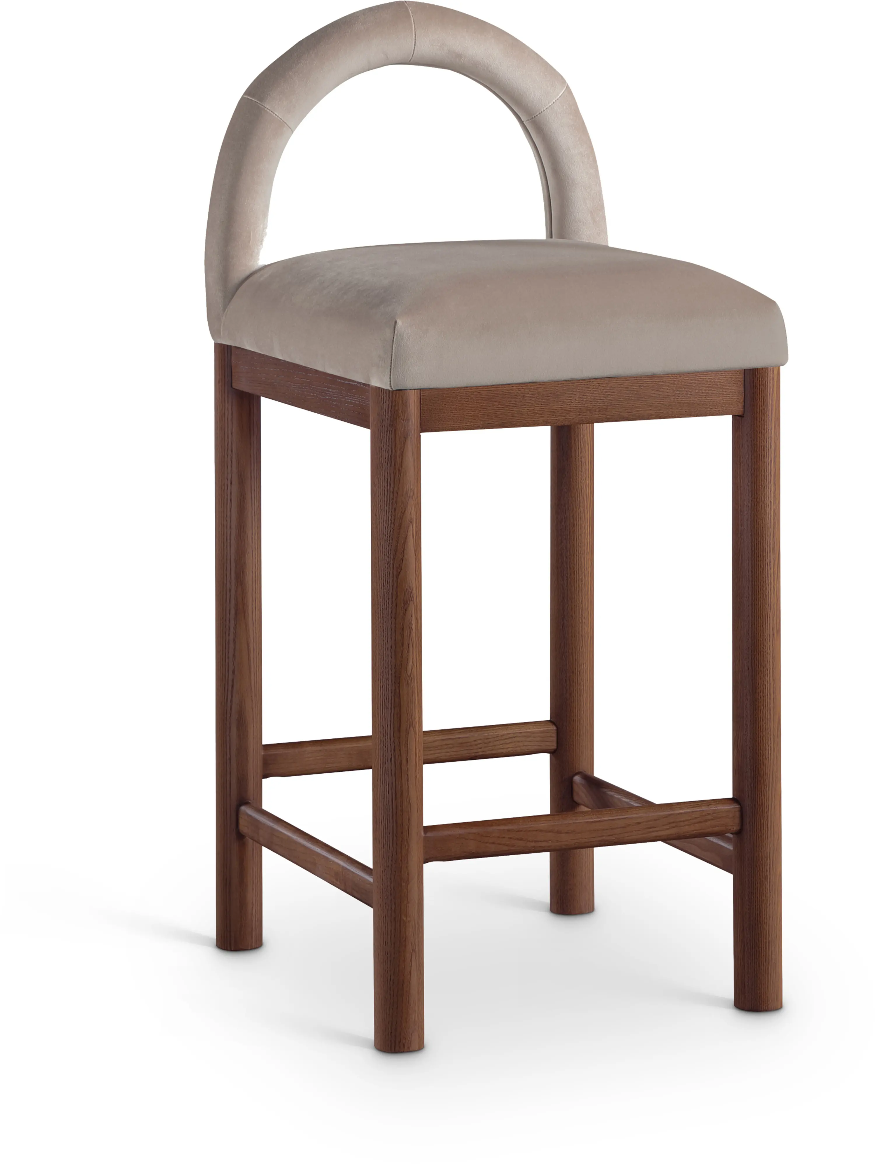 Conrad Taupe Velvet Upholstered Counter Stool-1