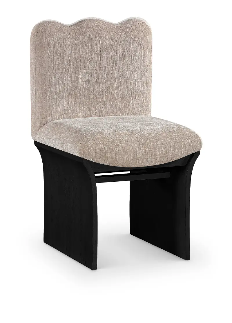 Shaw Beige Upholstered Dining Chair With Black Base
