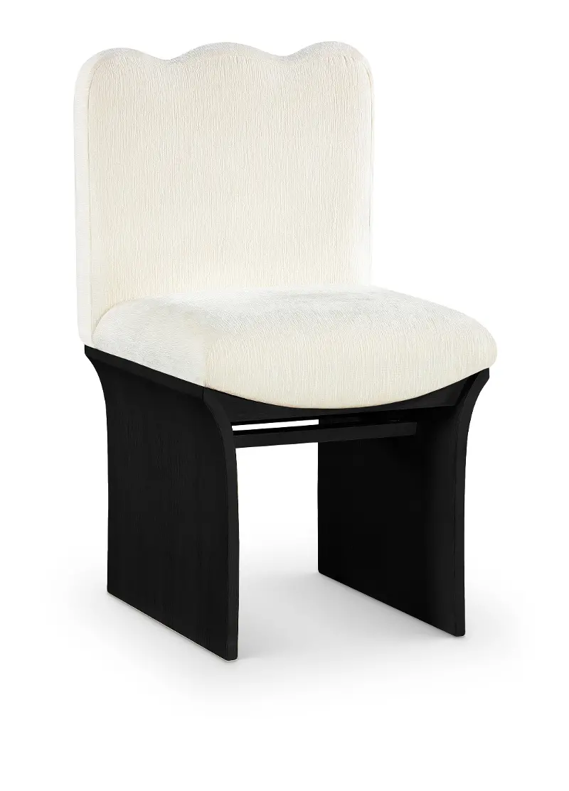 Shaw Cream Upholstered Dining Chair With Black Base
