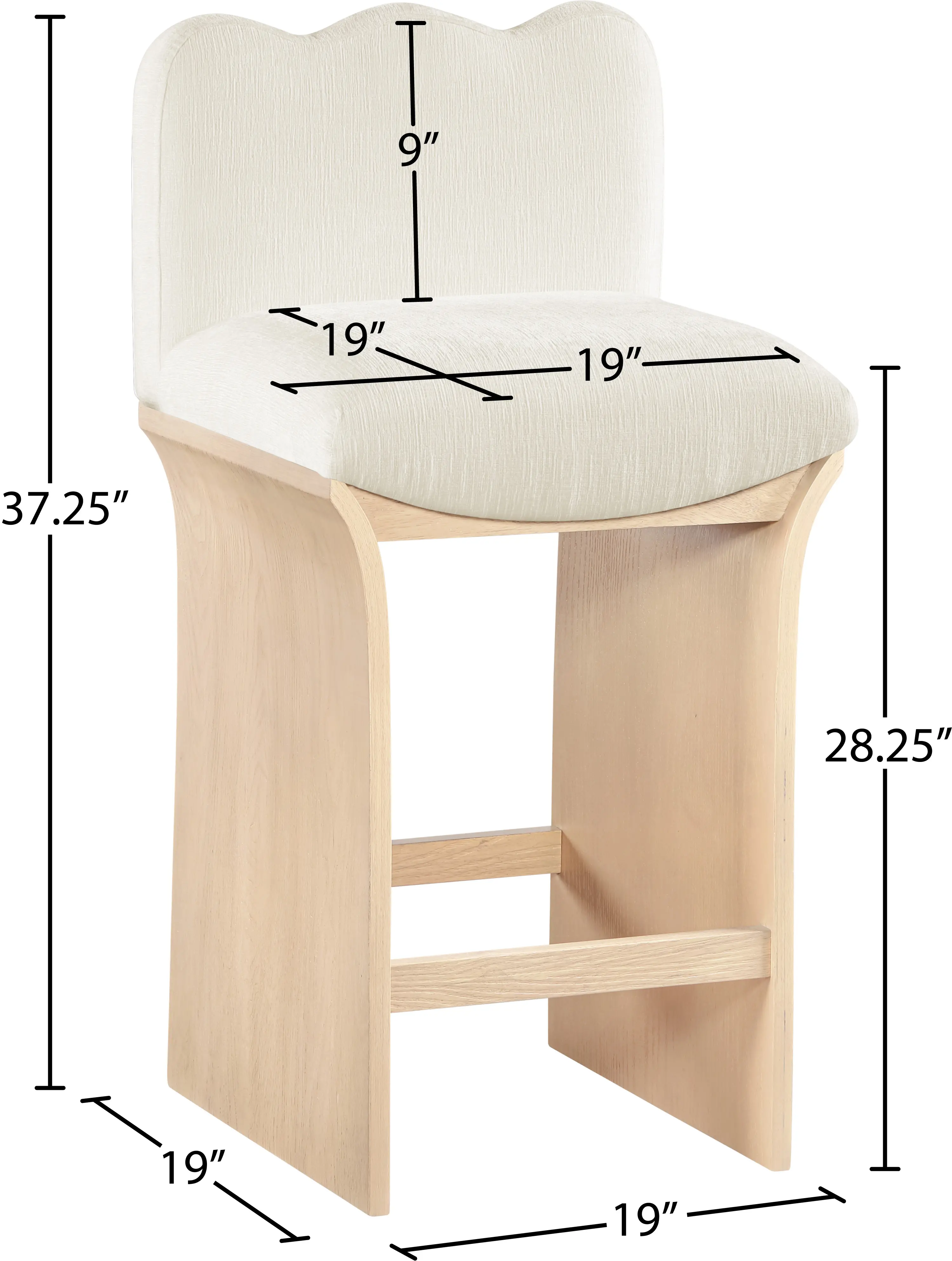 Shaw Cream Upholstered Counter Stool-3