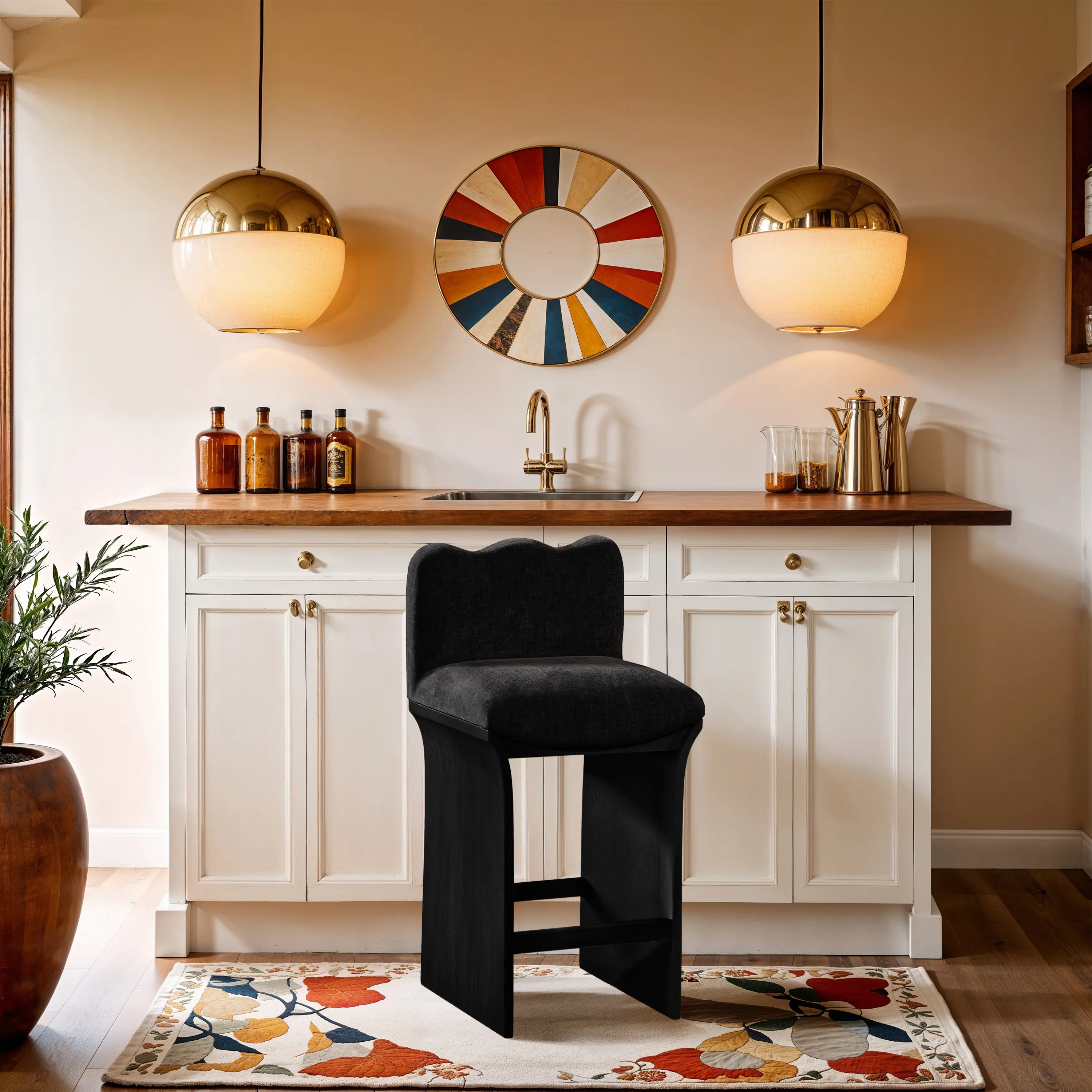 Shaw Black Upholstered Counter Stool-2