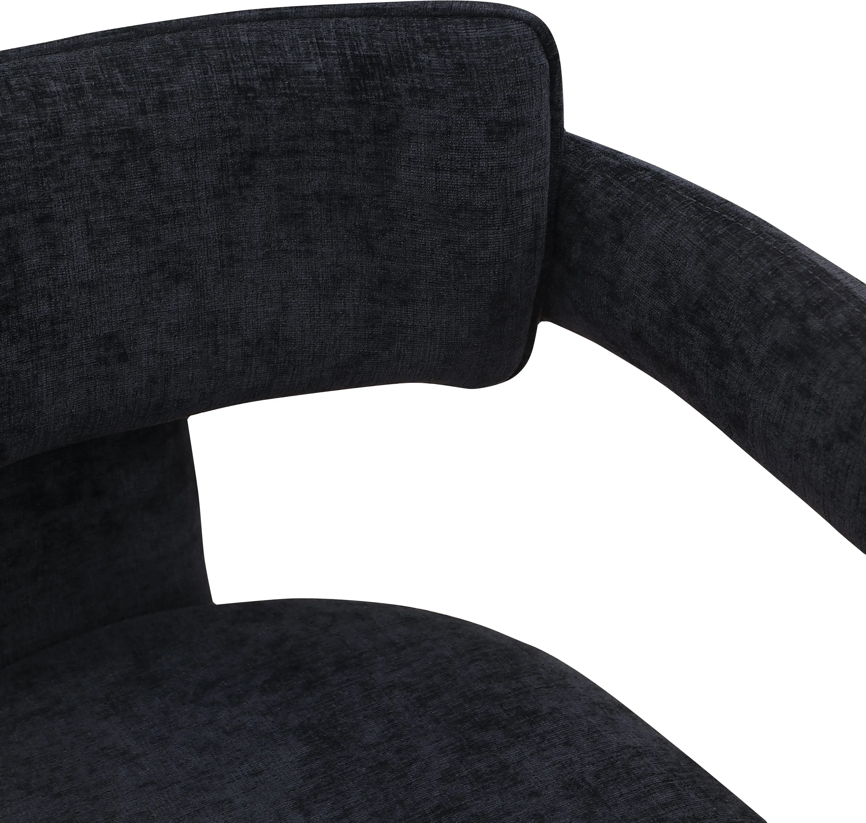 Brenda Black Chenille Upholstered Dining Chair, Set of 2-8