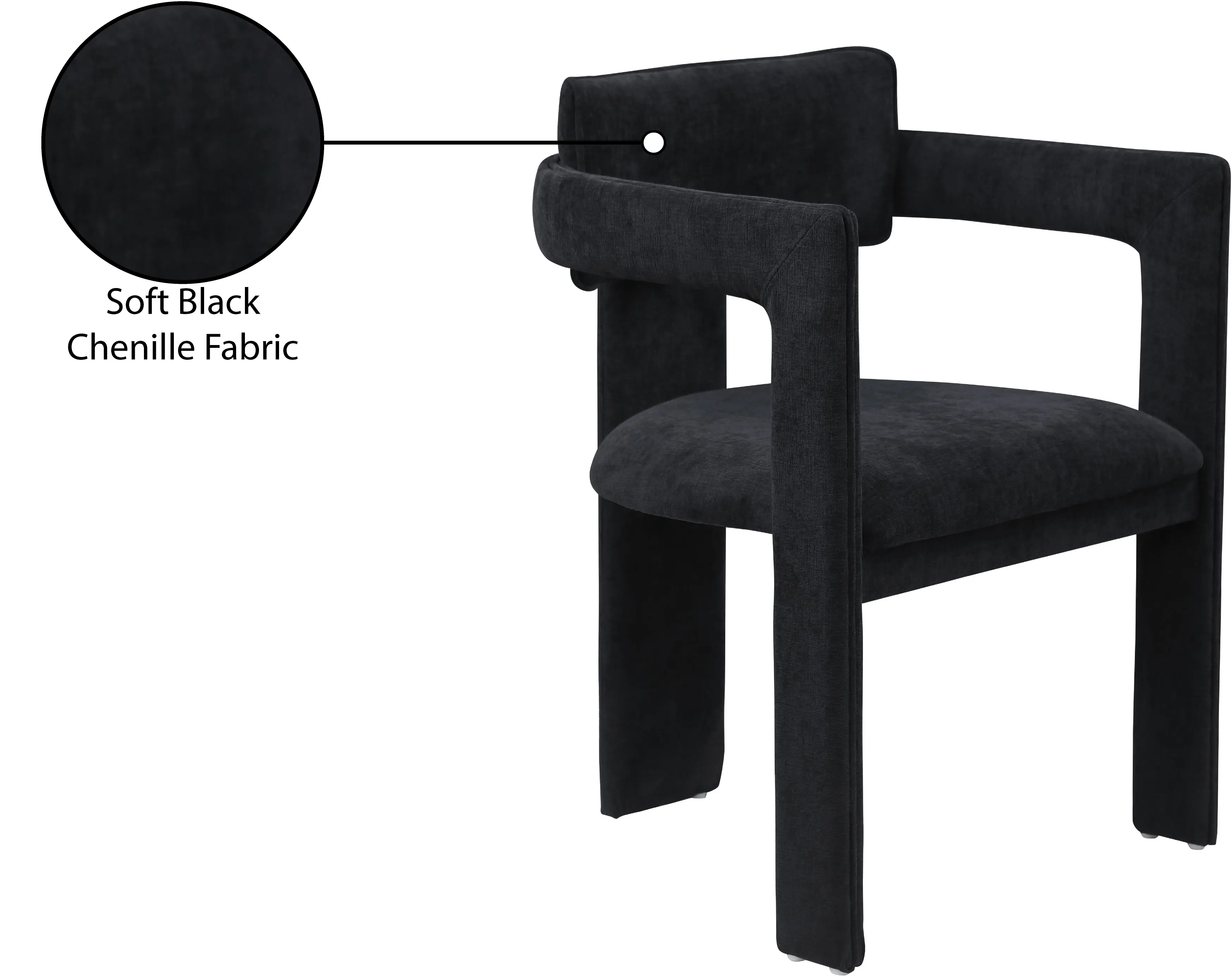 Brenda Black Chenille Upholstered Dining Chair, Set of 2-9