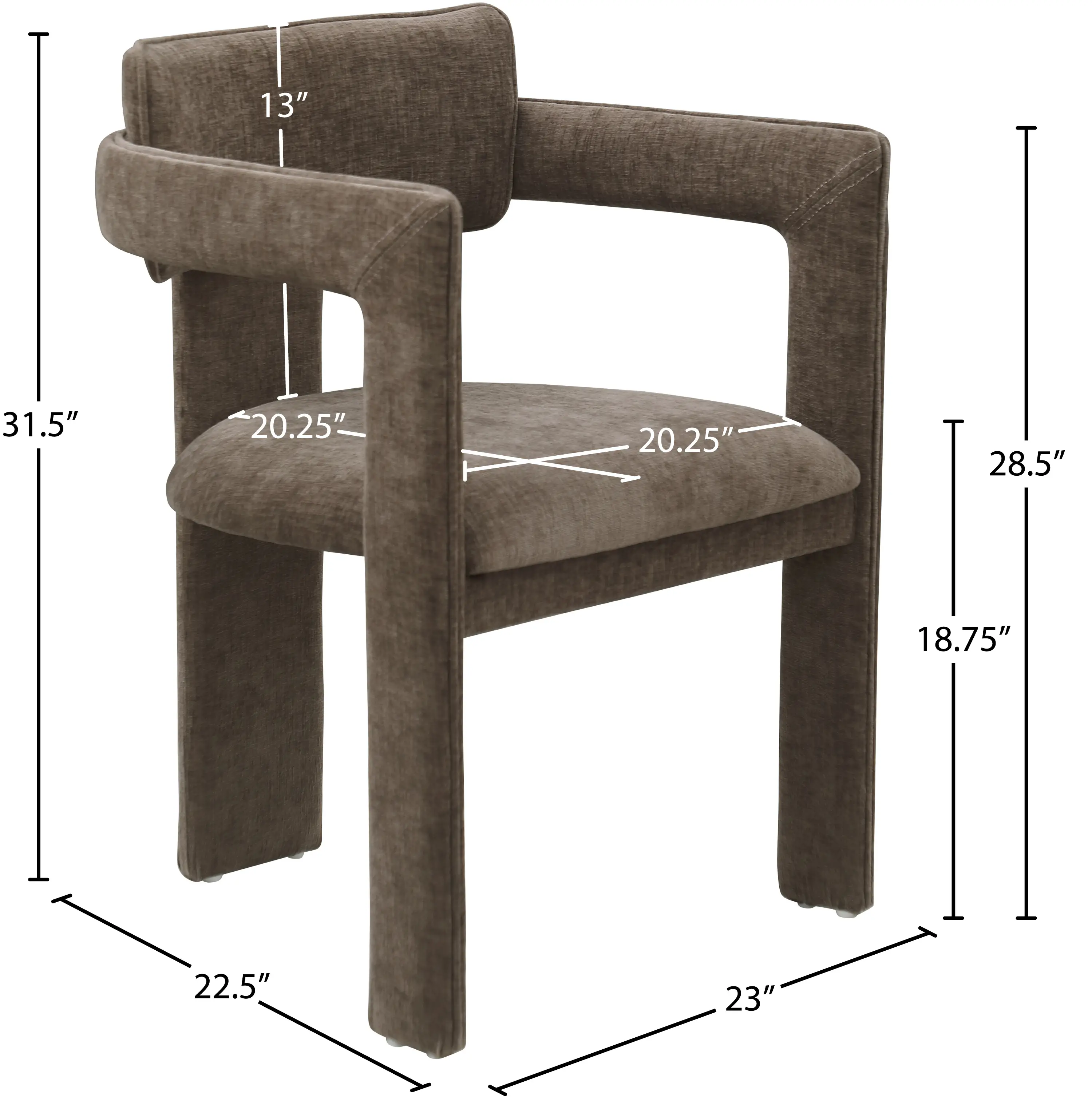 Brenda Brown Chenille Upholstered Dining Chair, Set of 2-3