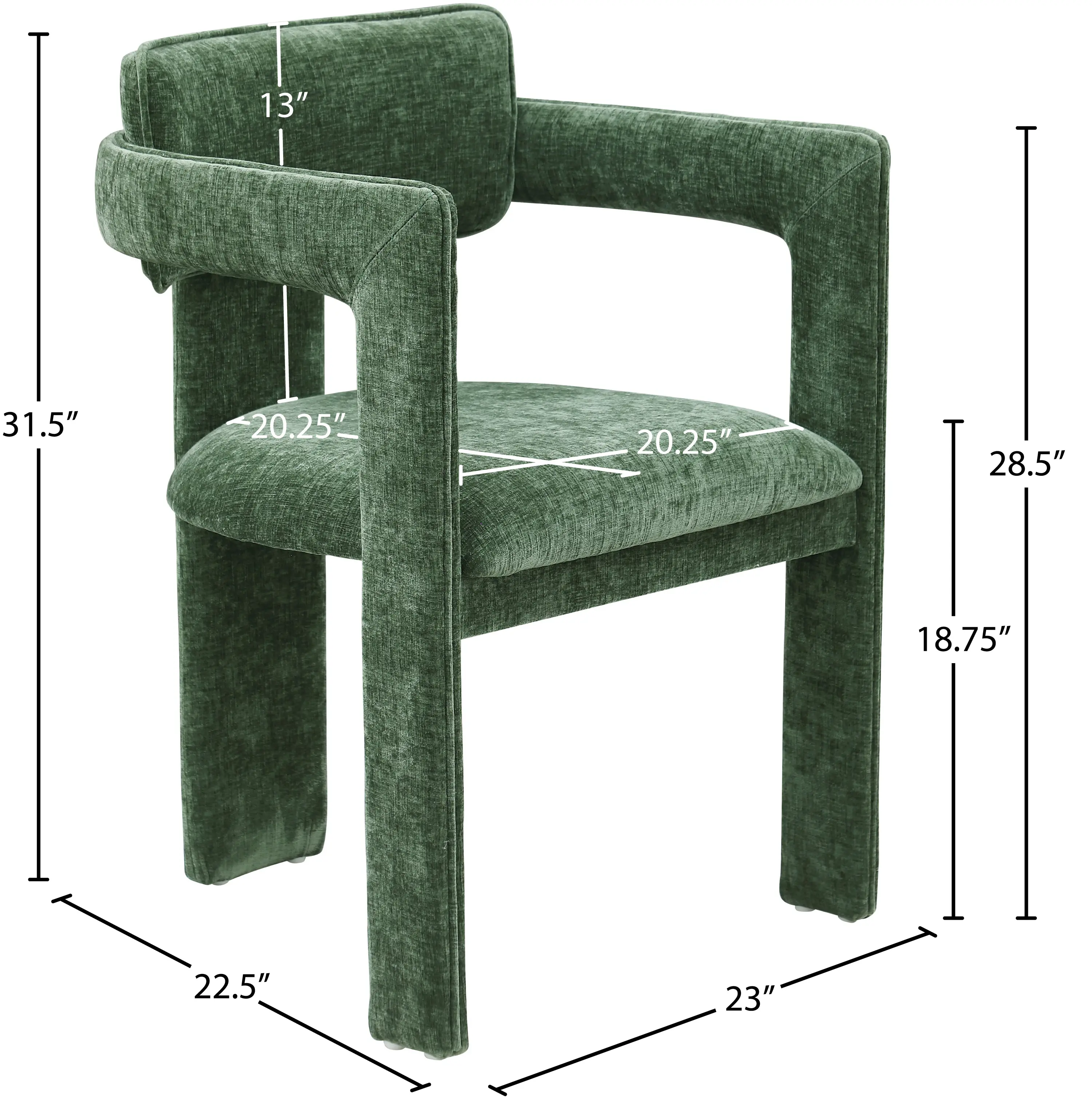 Brenda Green Chenille Upholstered Dining Chair, Set of 2-3