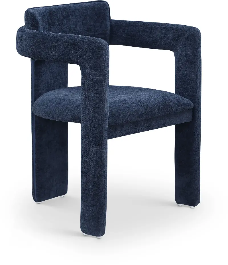 Brenda Navy Chenille Upholstered Dining Chair, Set of 2