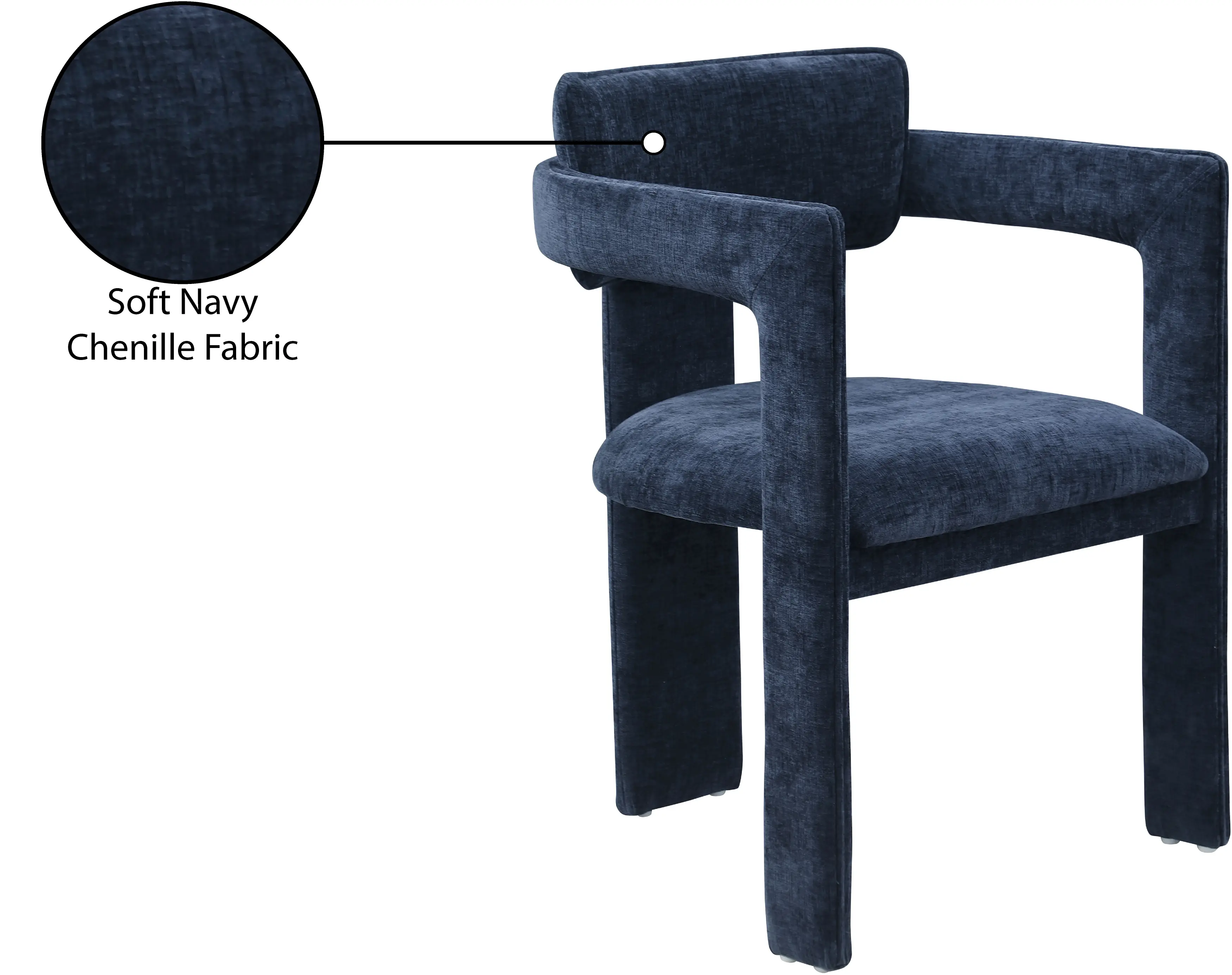 Brenda Navy Chenille Upholstered Dining Chair, Set of 2-9