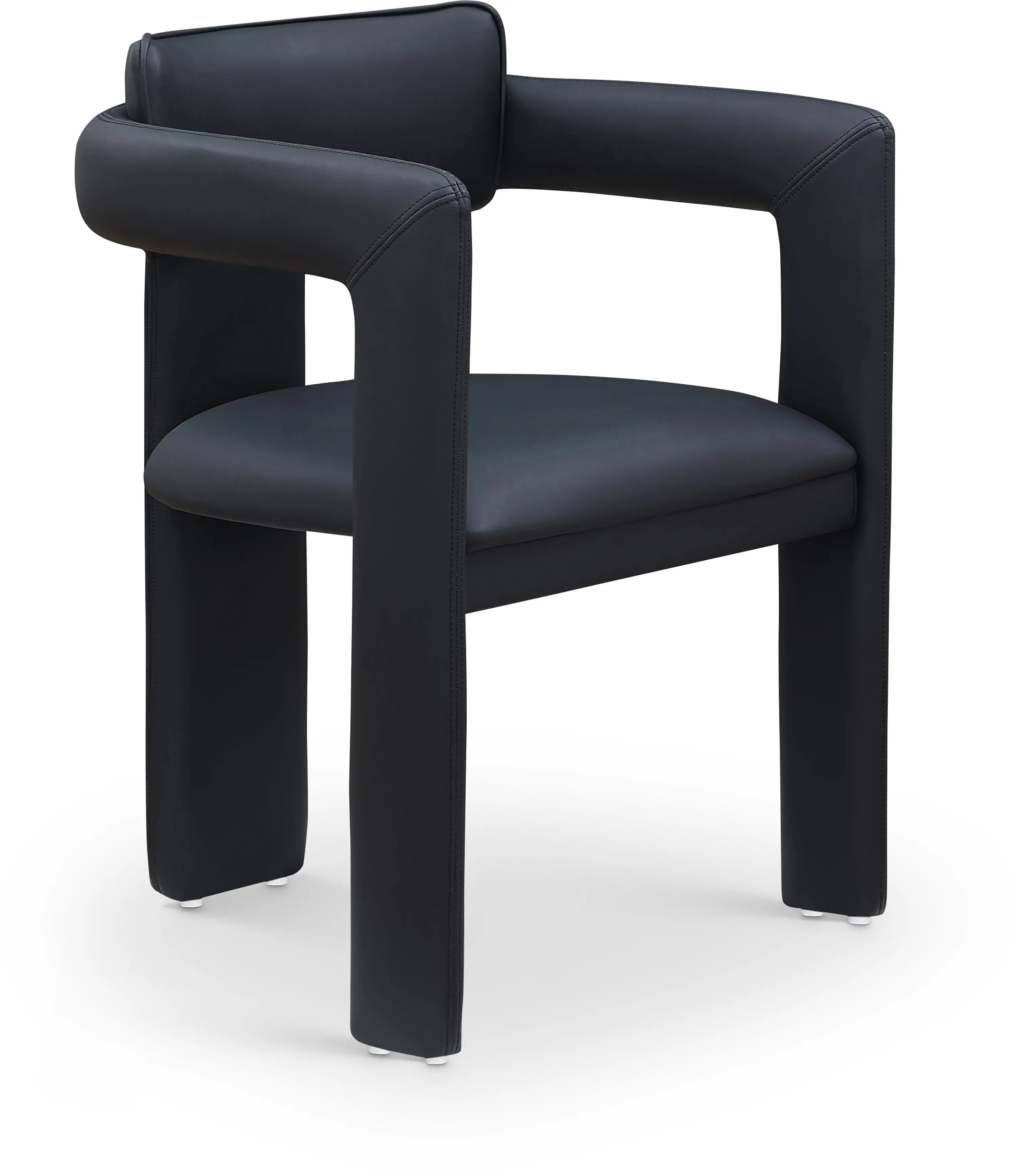Brenda Black Vegan Leather Upholstered Dining Chair, Set of 2-1