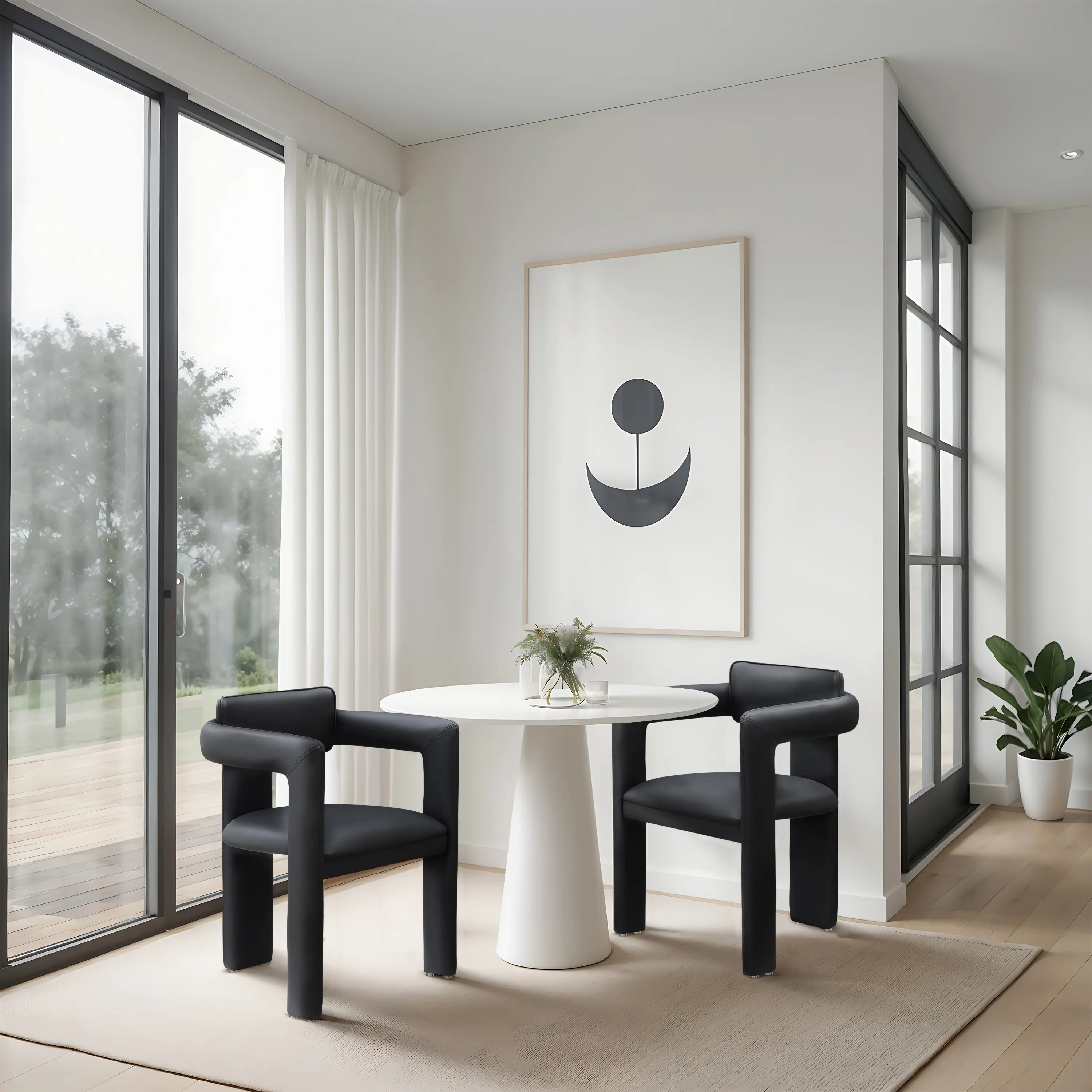 Brenda Black Vegan Leather Upholstered Dining Chair, Set of 2-2