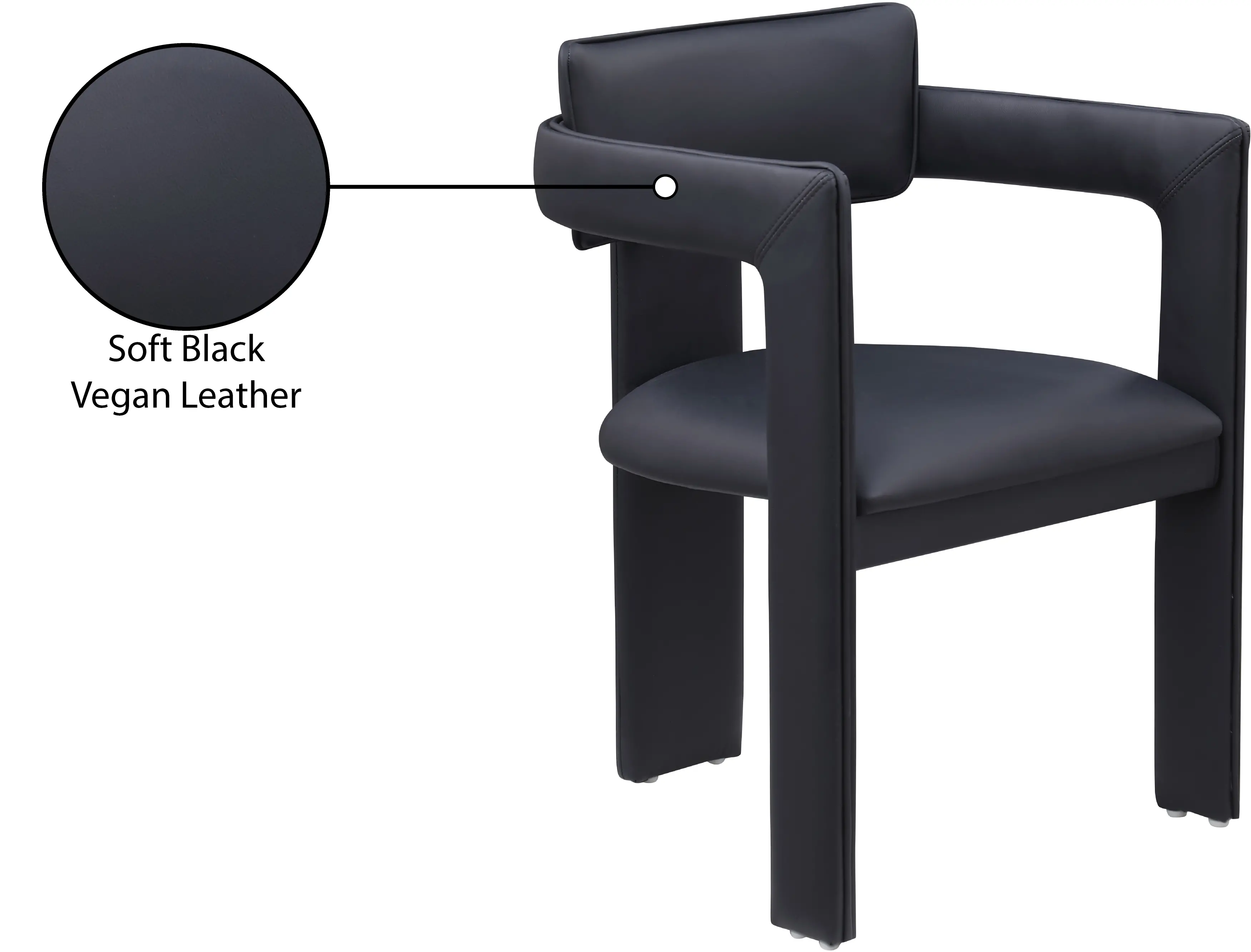 Brenda Black Vegan Leather Upholstered Dining Chair, Set of 2-9
