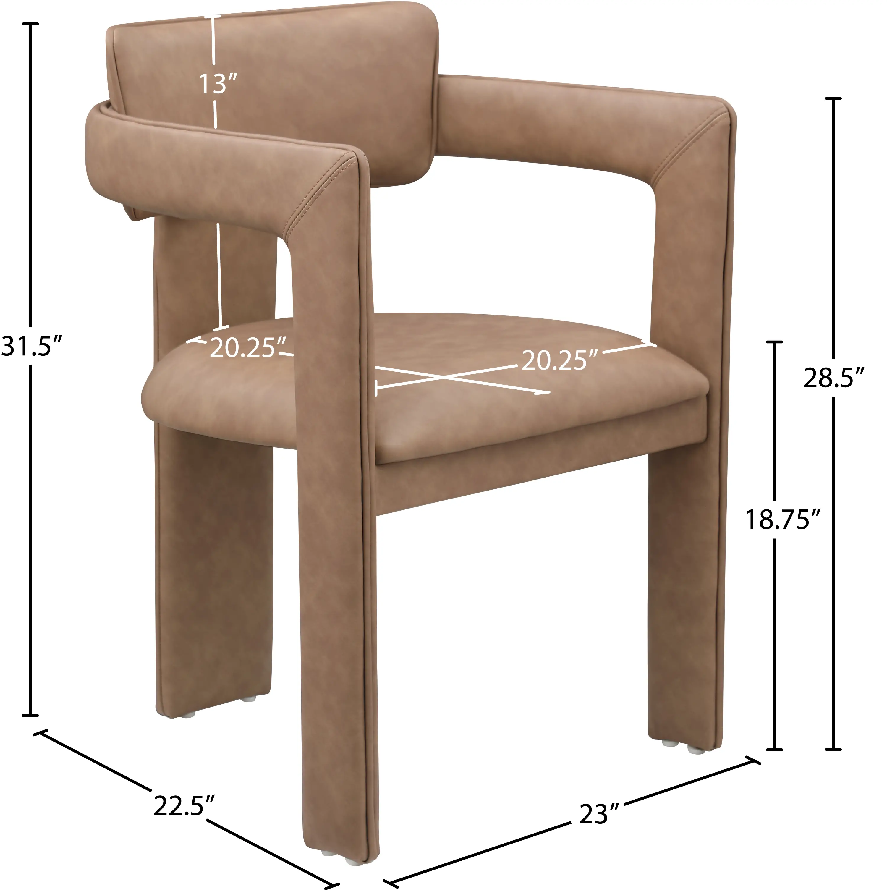 Brenda Brown Vegan Leather Upholstered Dining Chair, Set of 2-3