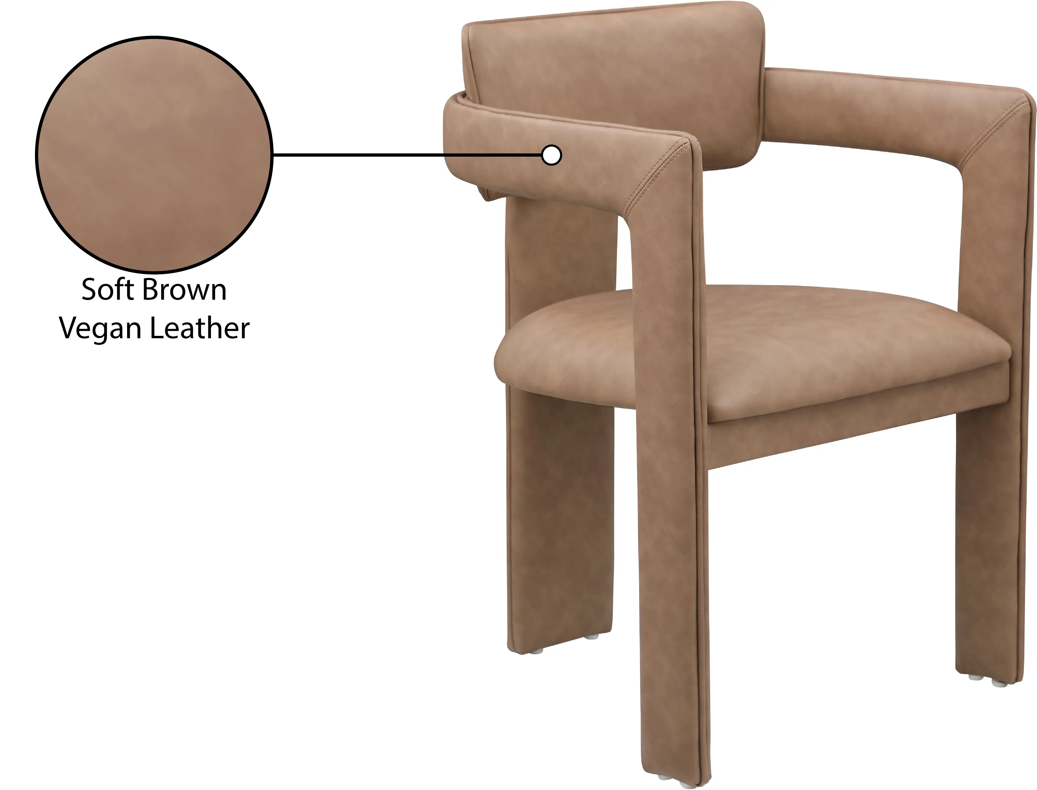 Brenda Brown Vegan Leather Upholstered Dining Chair, Set of 2-9