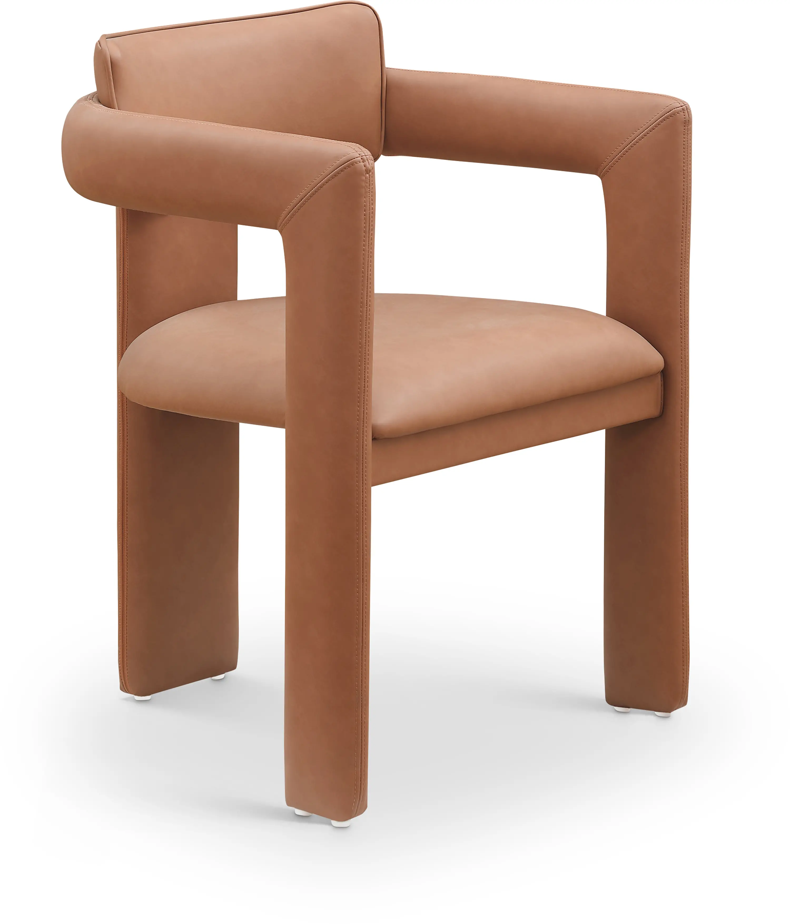 Brenda Cognac Vegan Leather Upholstered Dining Chair, Set of 2-1
