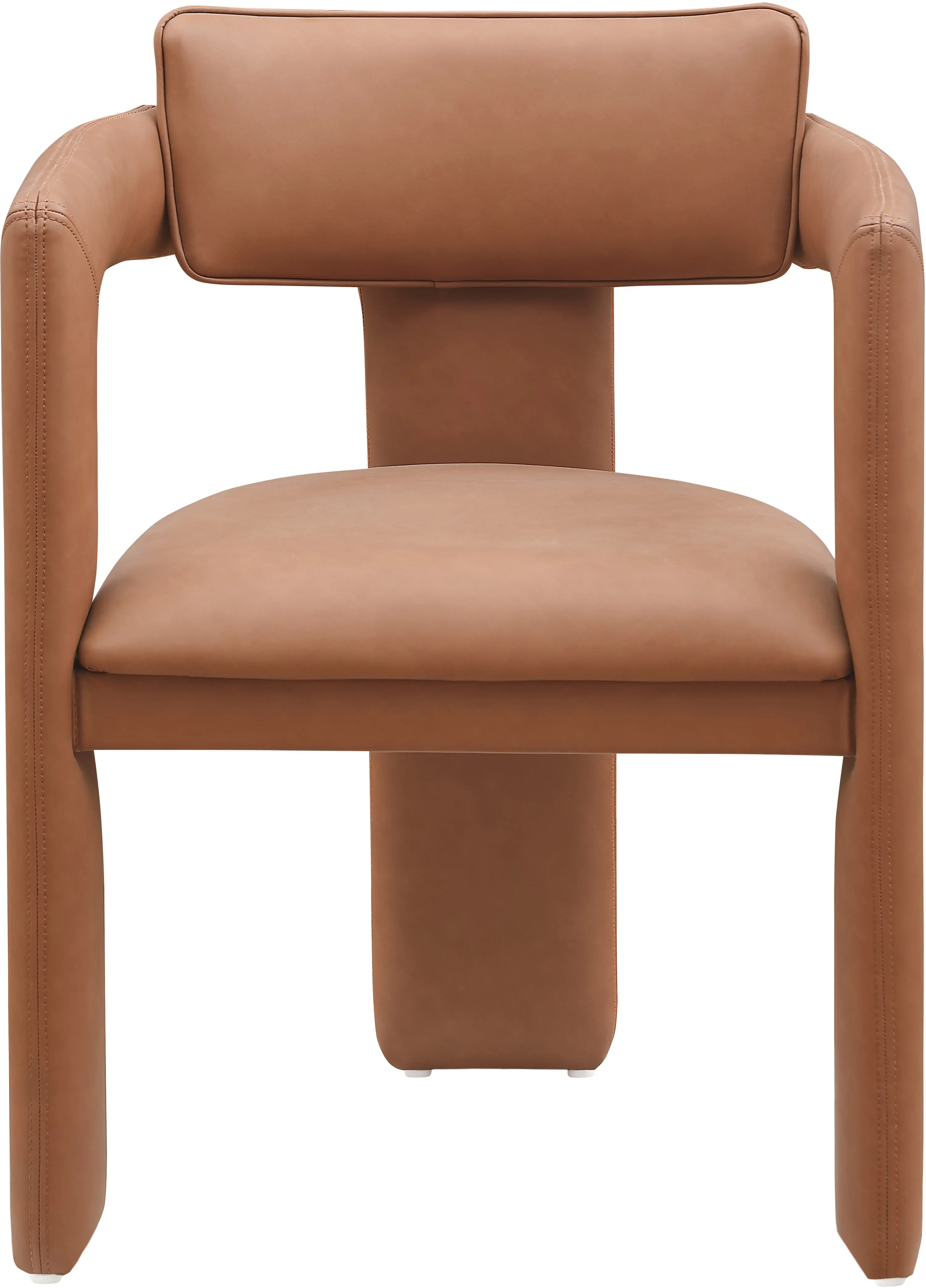 Brenda Cognac Vegan Leather Upholstered Dining Chair, Set of 2-4